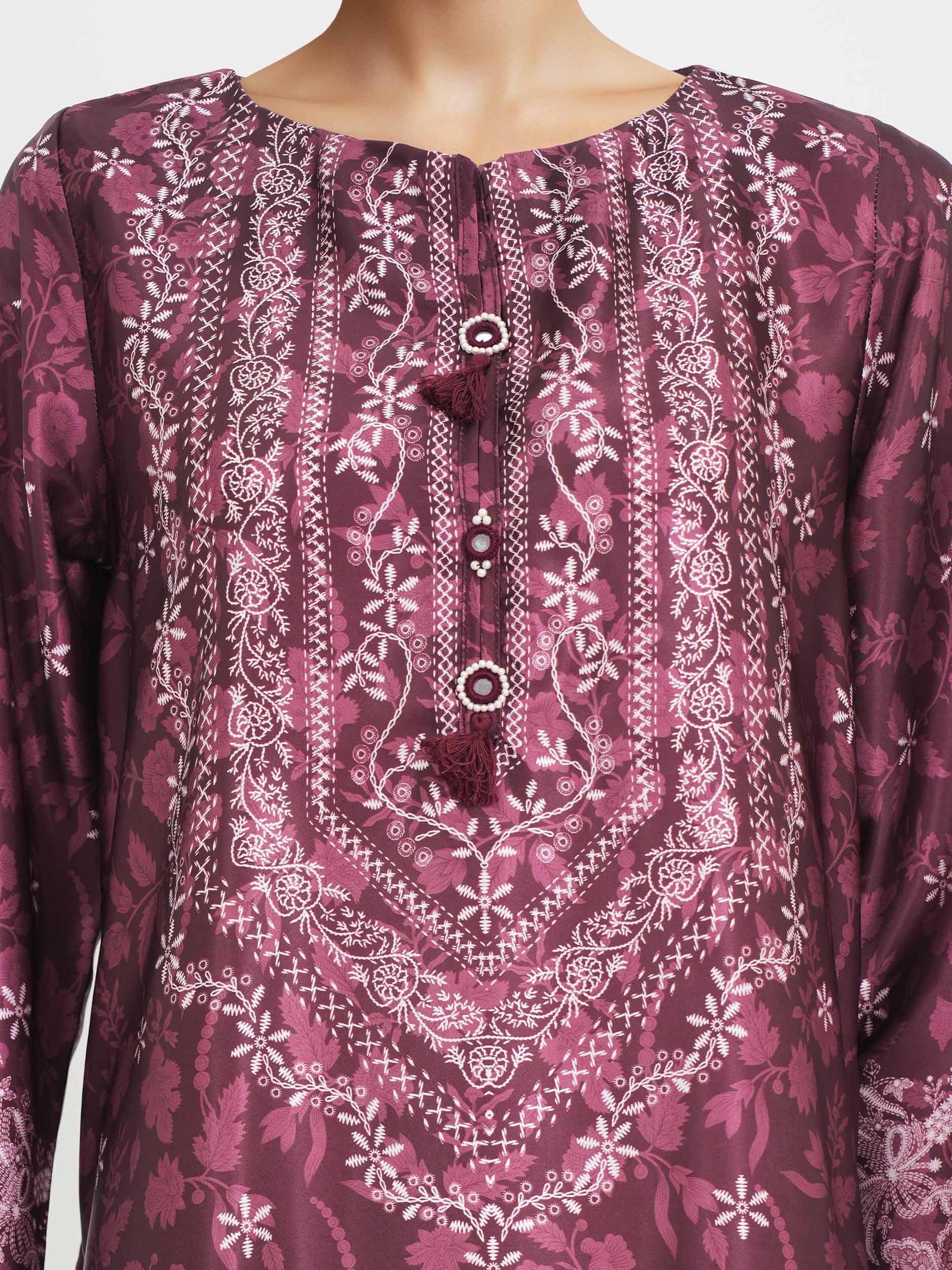 2 Piece Silk Suit- (Pret) - Image 3
