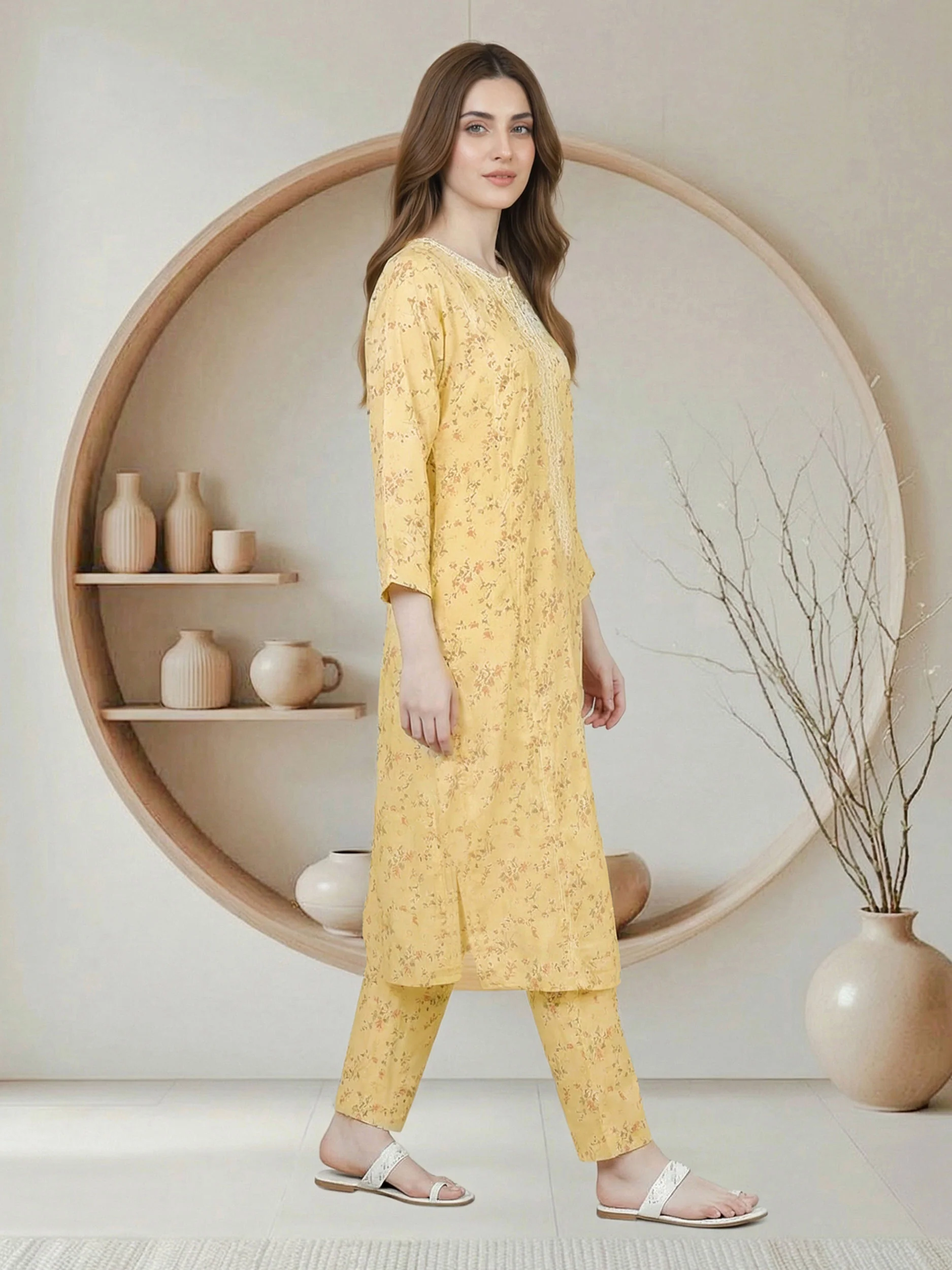 2 Piece Silk Suit- Embroidered (Pret) - Image 2