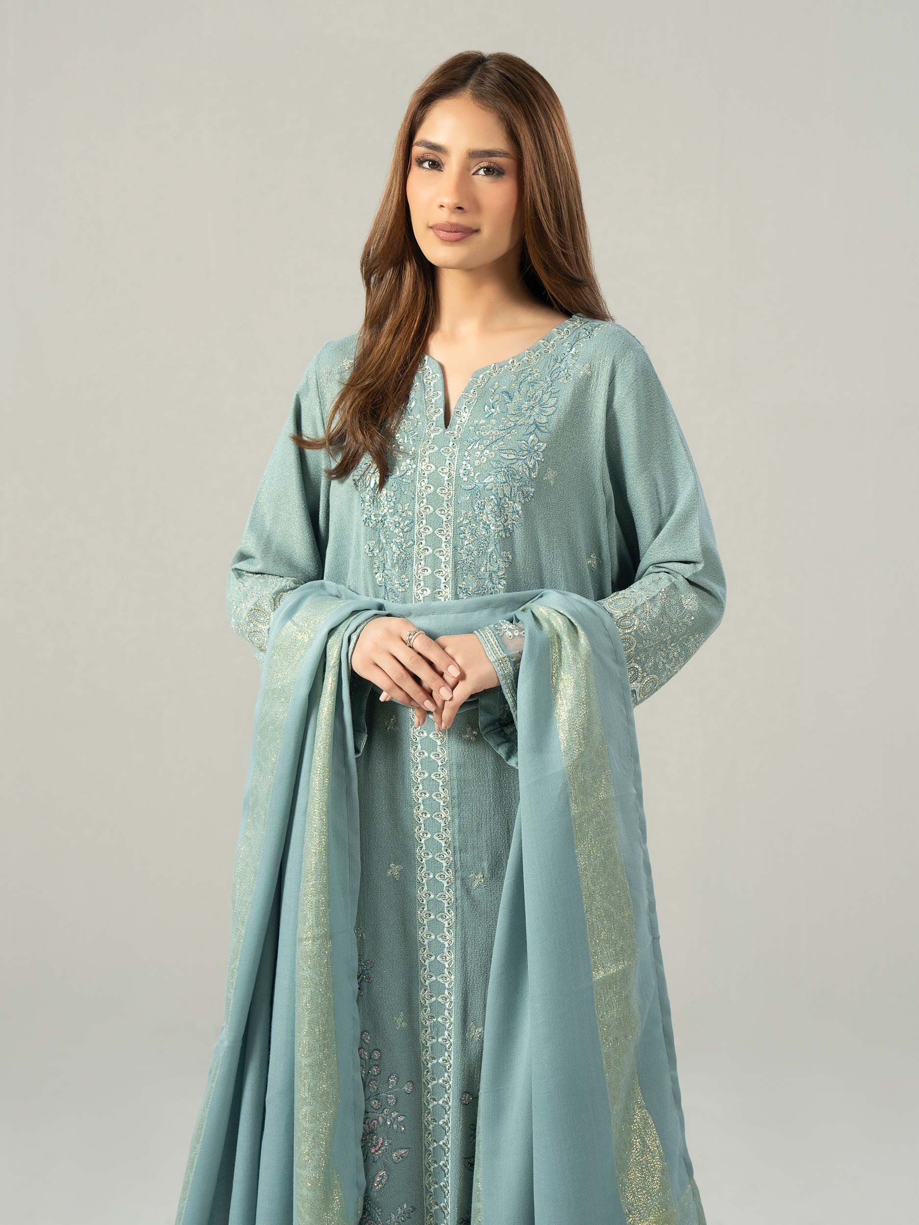 3 Piece Missouri Karandi Suit-Embroidered (Pret) - Image 4
