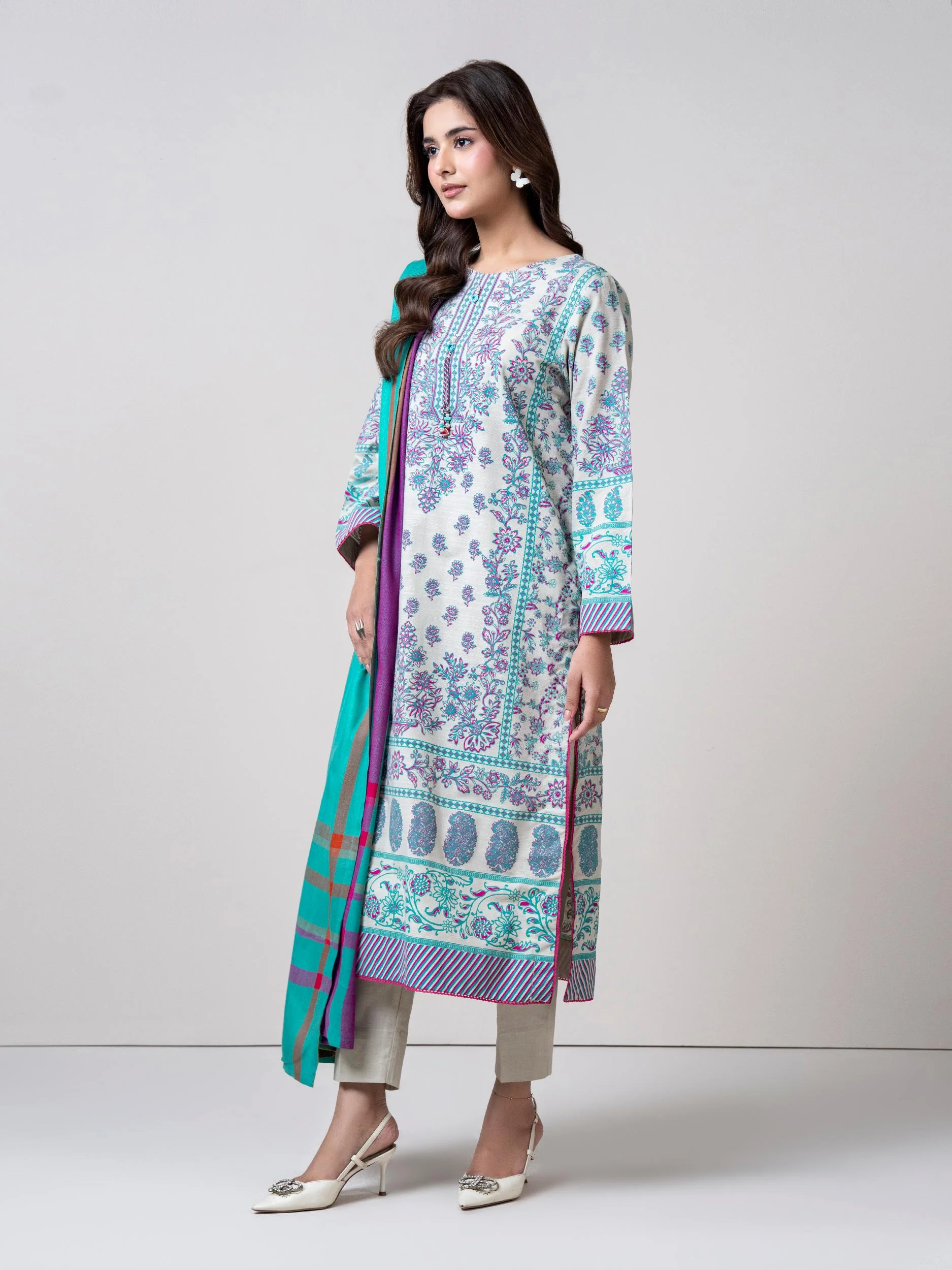 3 Piece Slub Khaddar Suit (Pret) - Image 2