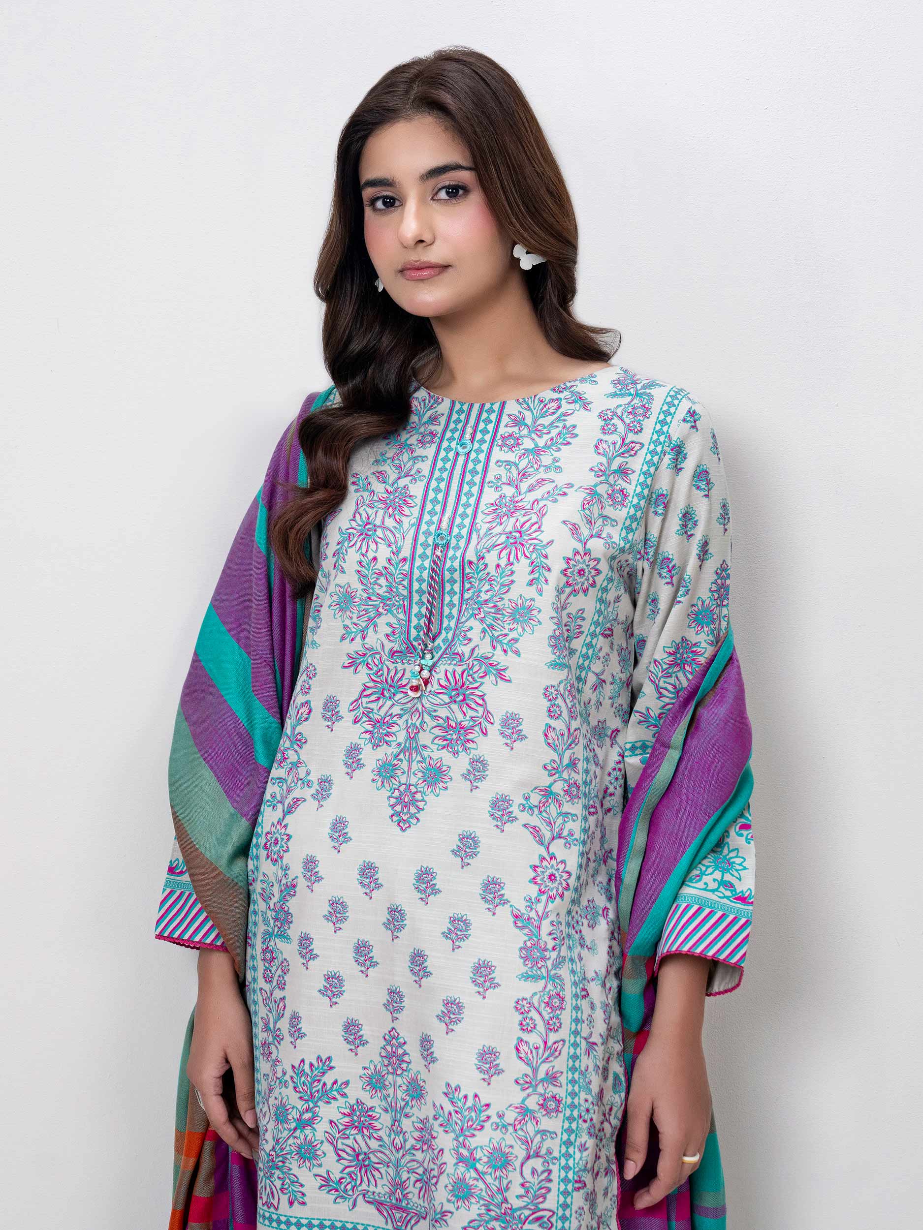 3 Piece Slub Khaddar Suit (Pret) - Image 5