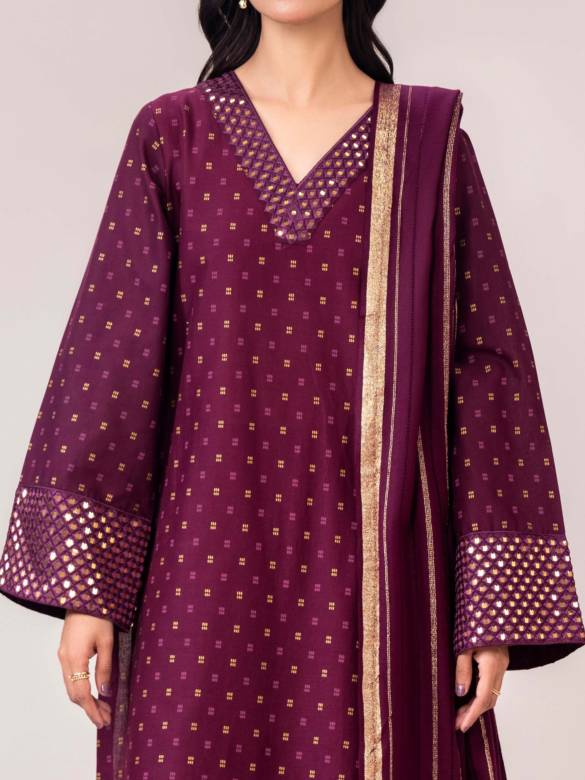 3 Piece Khaddar Suit- Embroidered (Pret) - Image 7