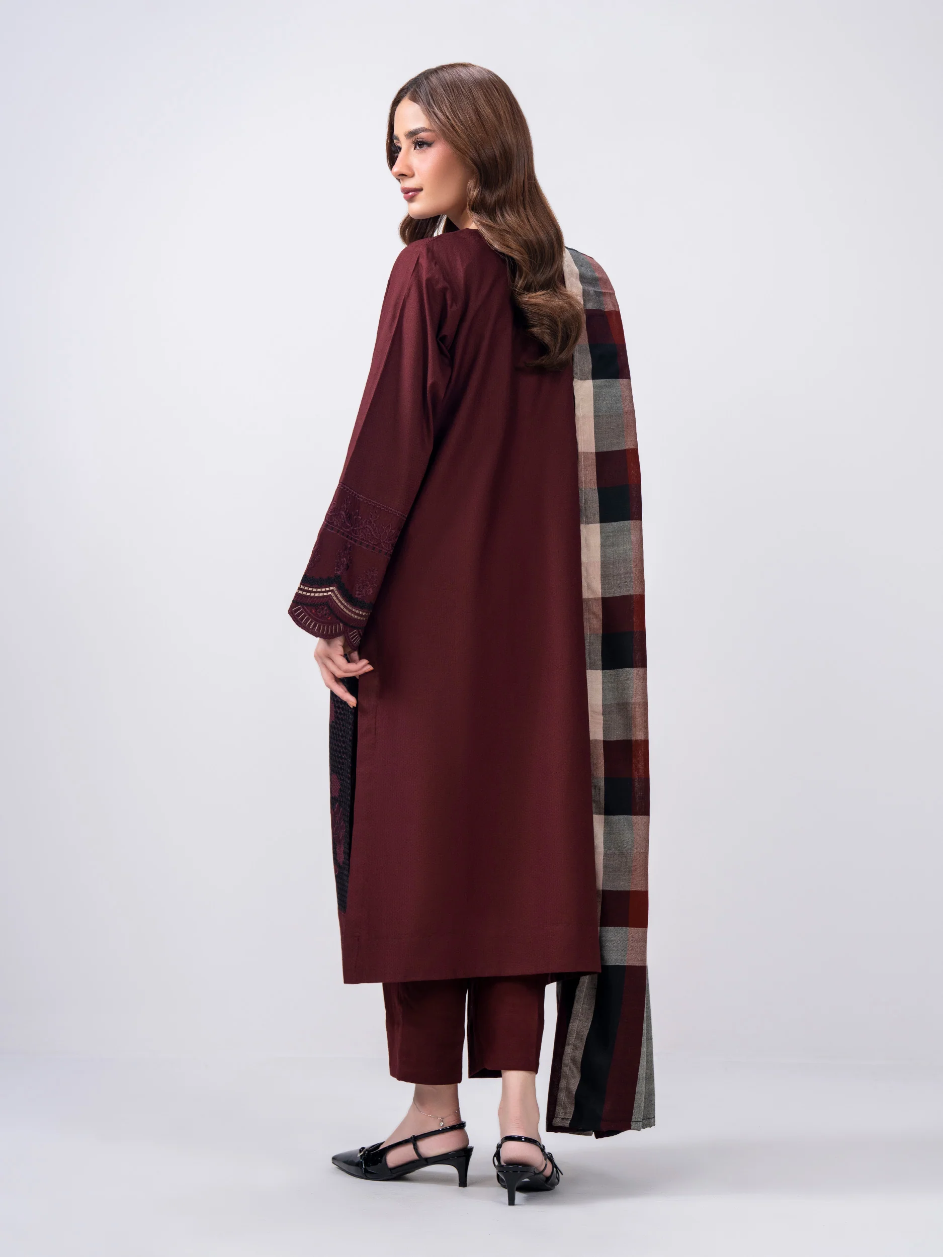 3 Piece Dobby Suit- Embroidered (Pret) - Image 3