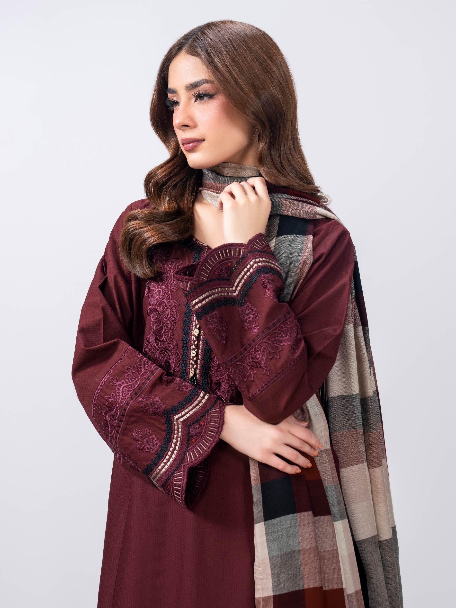 3 Piece Dobby Suit- Embroidered (Pret) - Image 5