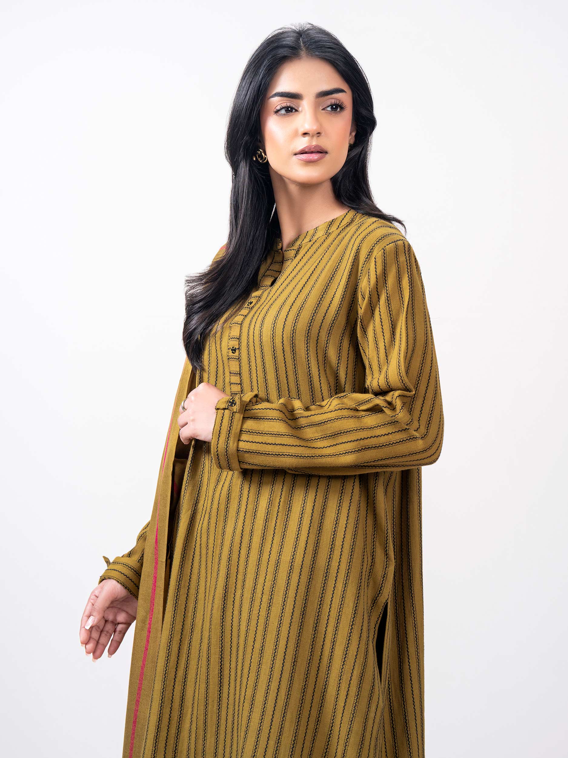 3 Piece Yarn Dyed Jacquard Suit- Embroidered (Pret) - Image 5