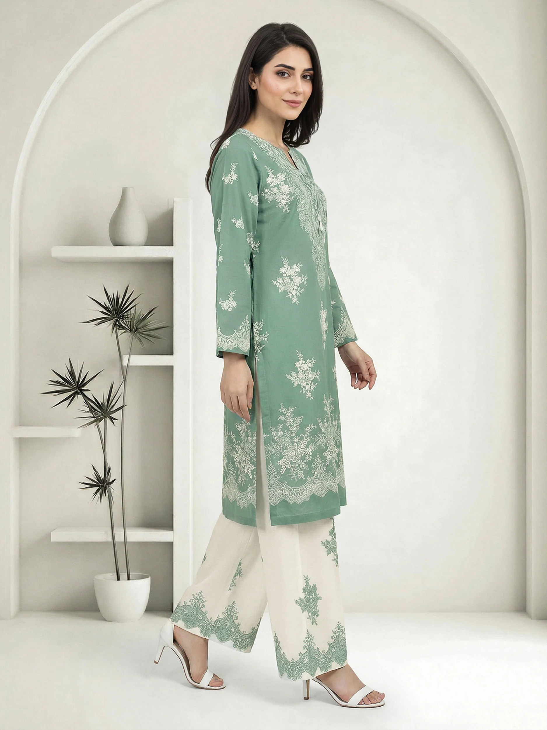 2 Piece Cambric Suit (Pret) - Image 2