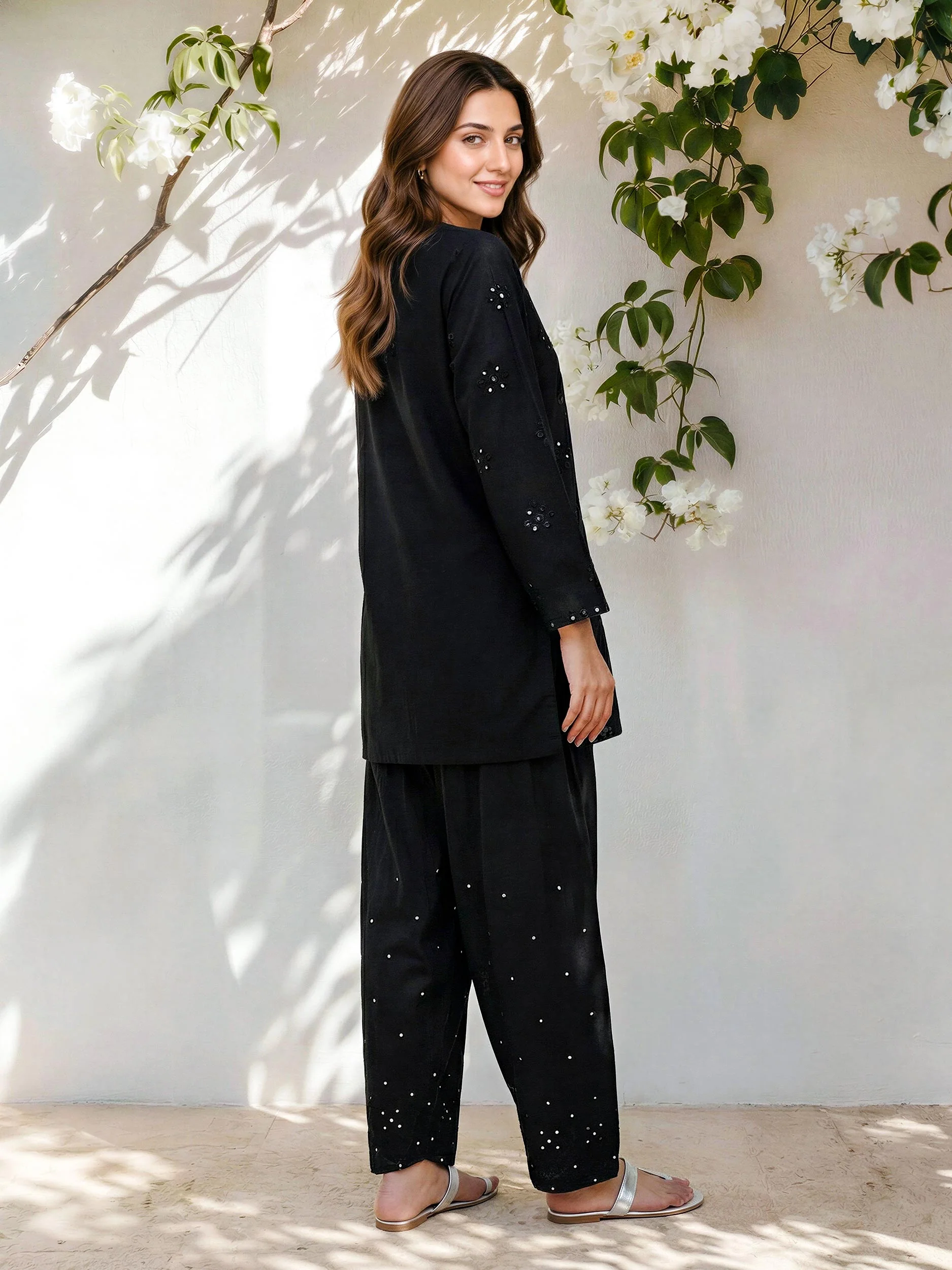2 Piece Cambric Suit- Embroidered (Pret) - Image 3
