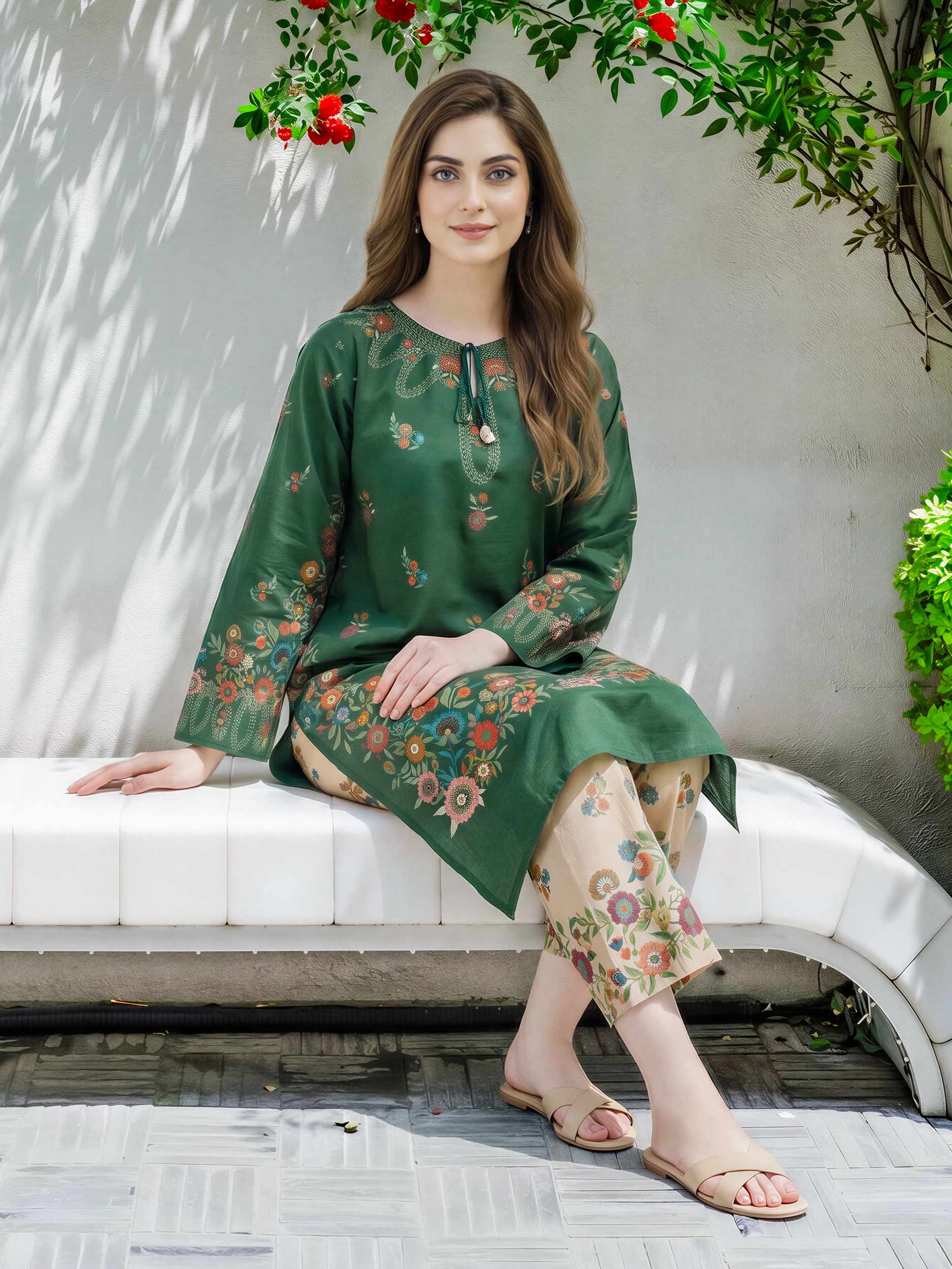2 Piece Lawn Slub Suit (Pret) - Image 3