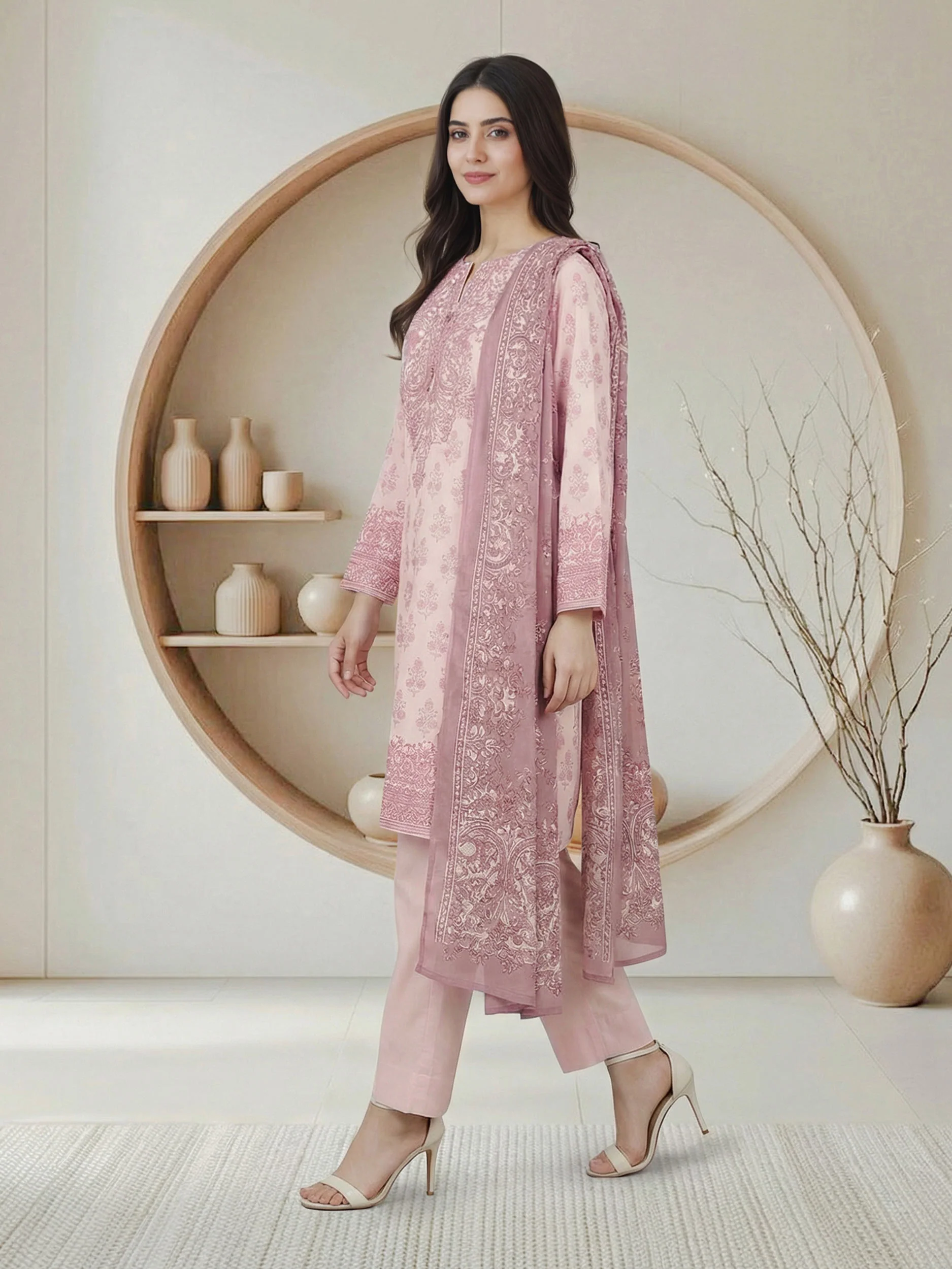 3 Piece Lawn Suit- (Pret) - Image 2