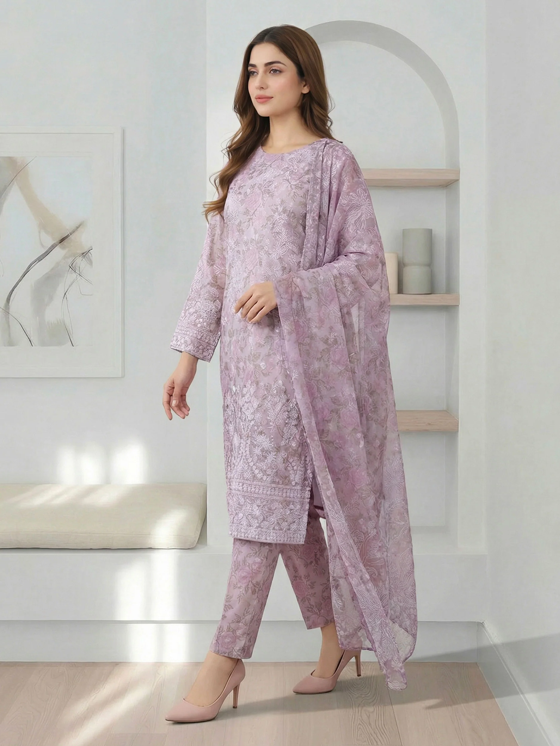 3 Piece Lawn Suit- Printed (Pret) - Image 2