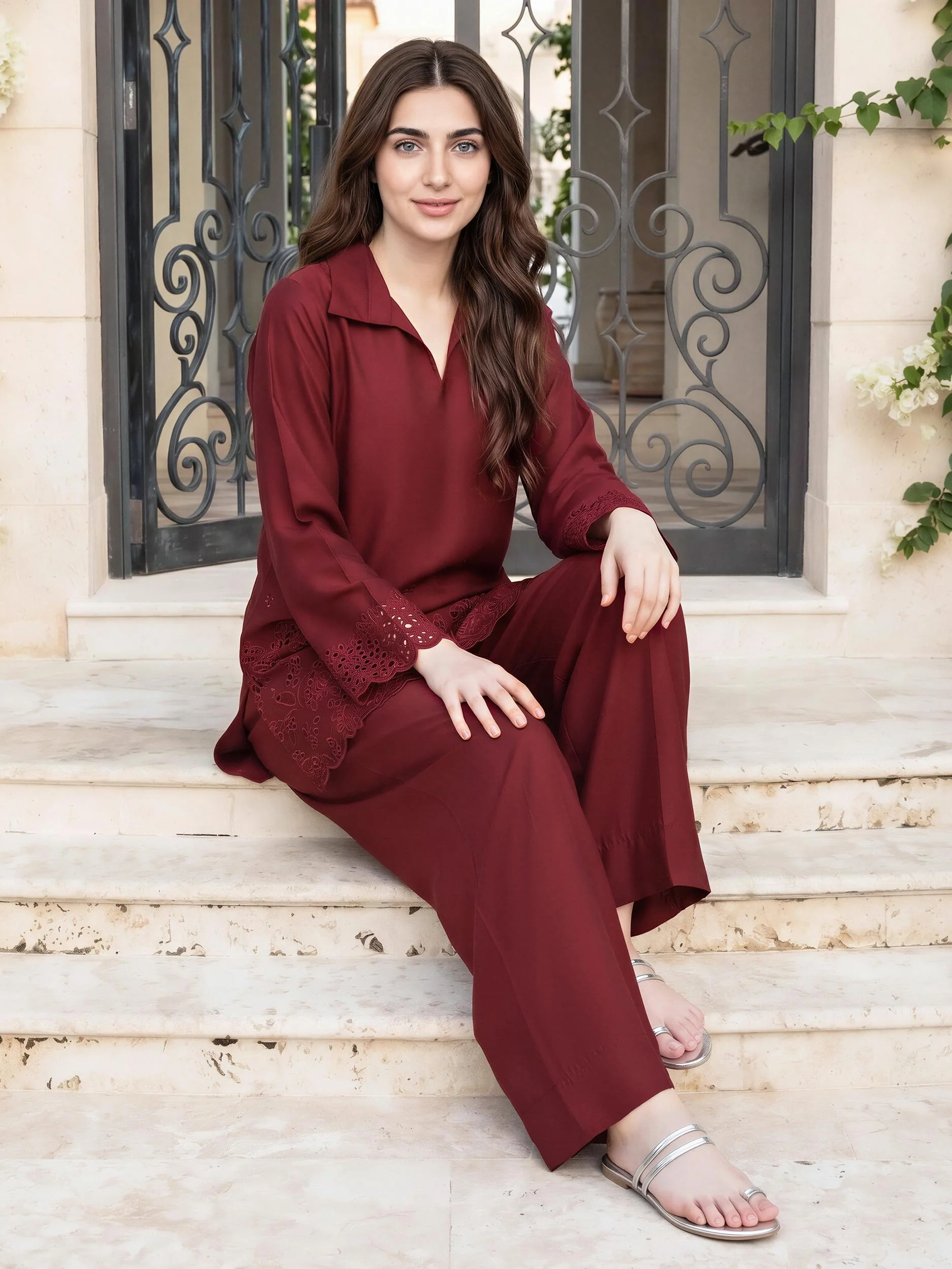 Silk Co-ord Set- Embroidered - Image 3