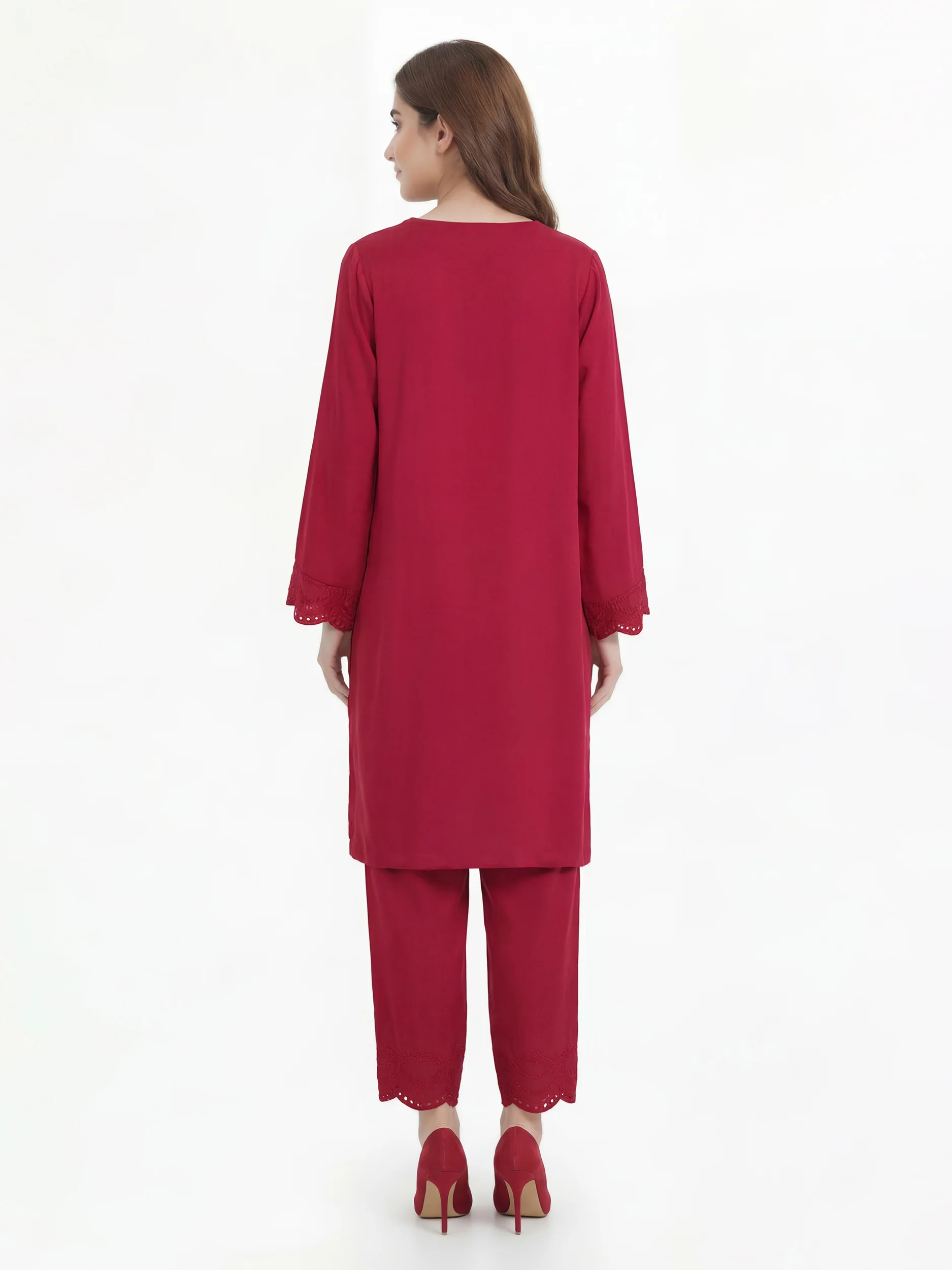 2 Piece Premium Silk Suit- Embroidered (Pret) - Image 2