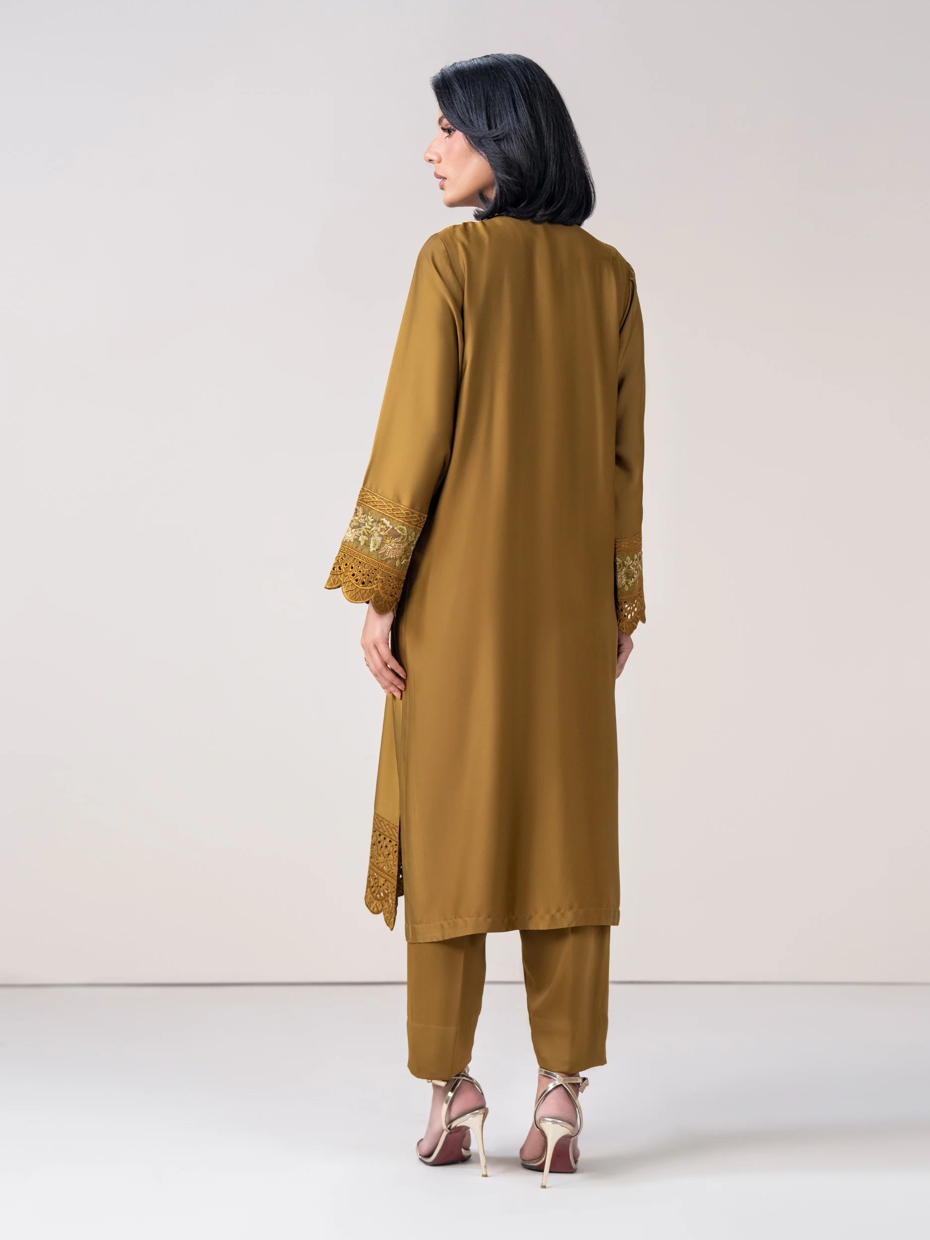 2 Piece Silk Suit- Embroidered (Pret) - Image 3