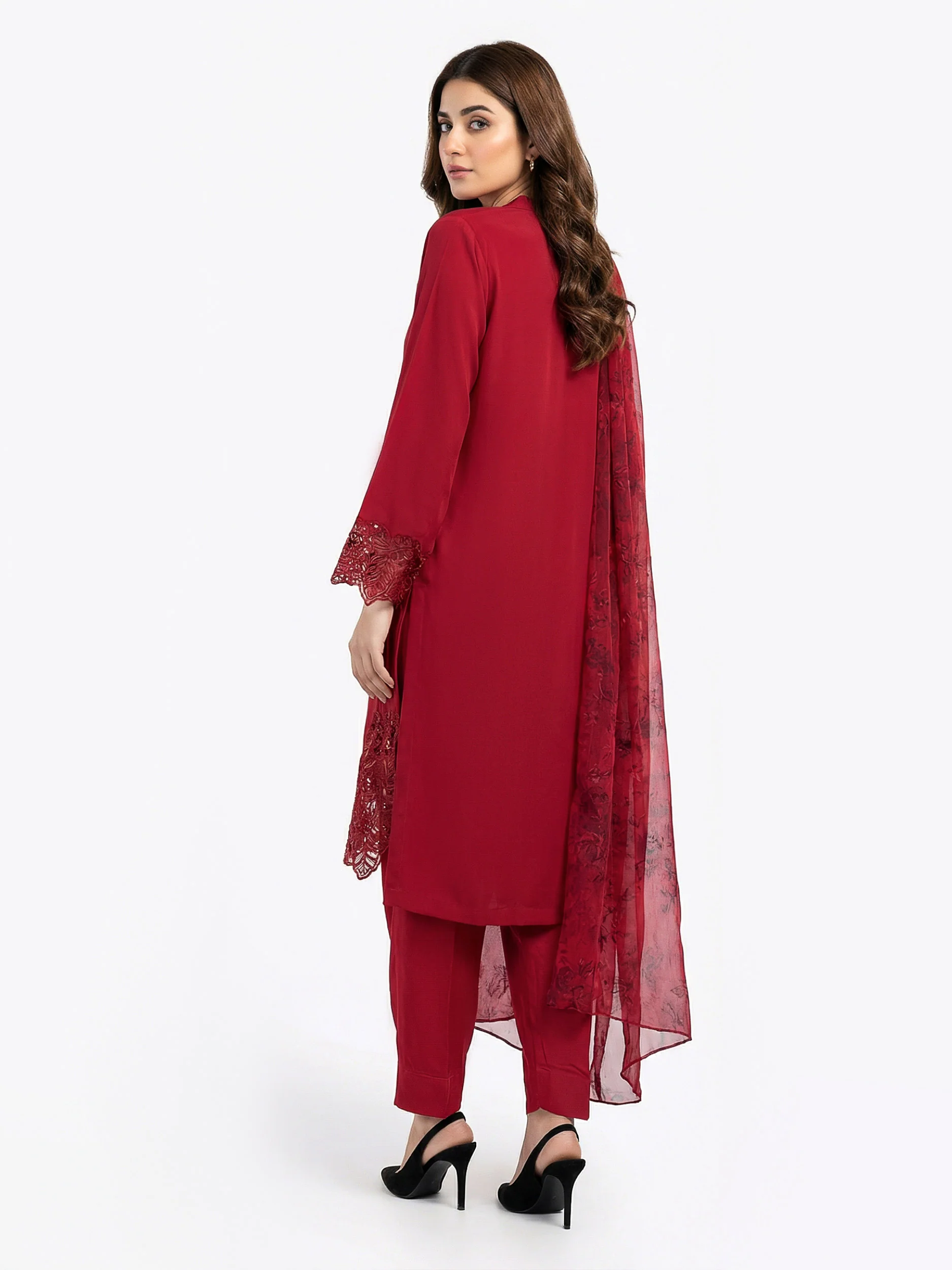 3 Piece Silk Suit- Embroidered (Pret) - Image 2
