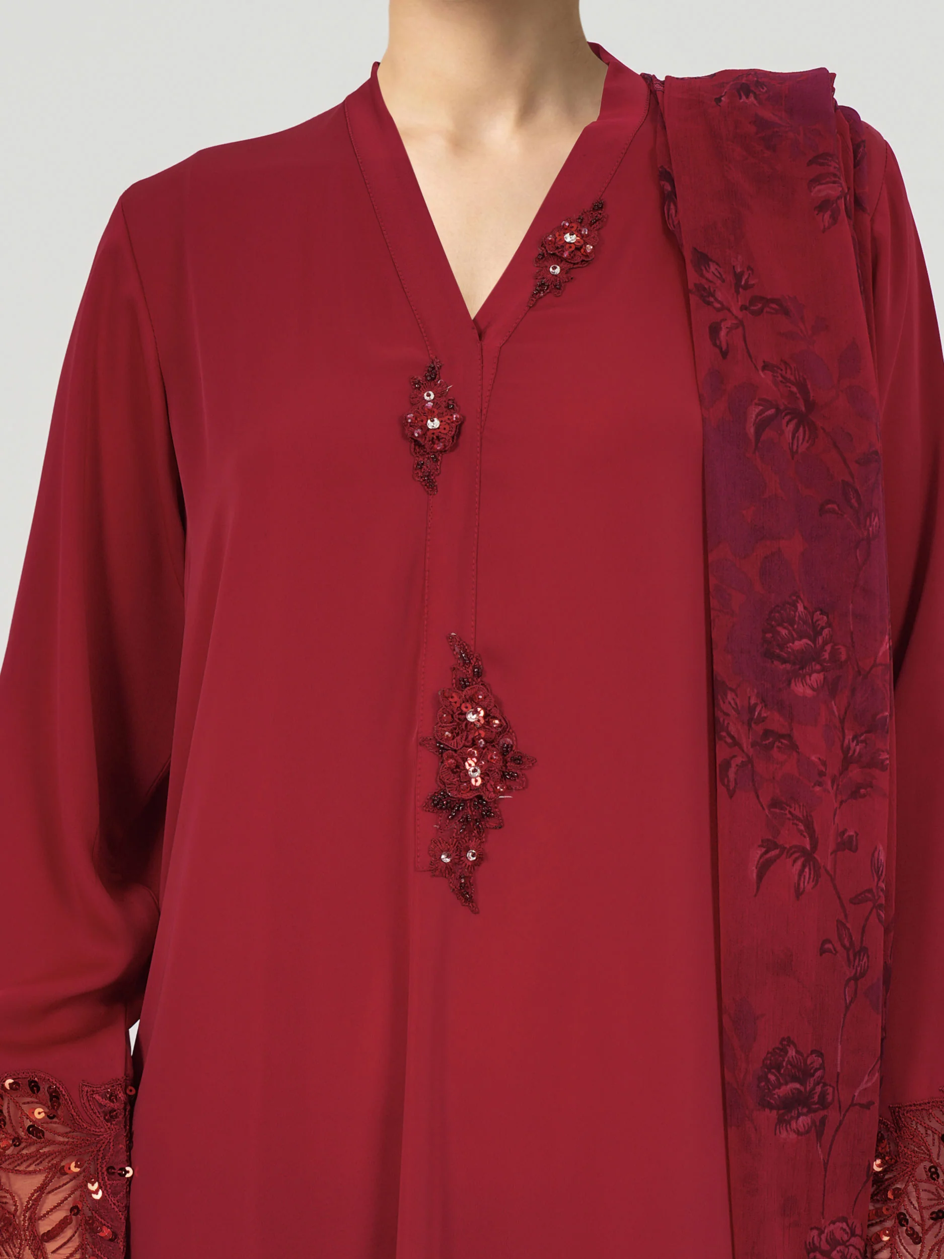 3 Piece Silk Suit- Embroidered (Pret) - Image 3