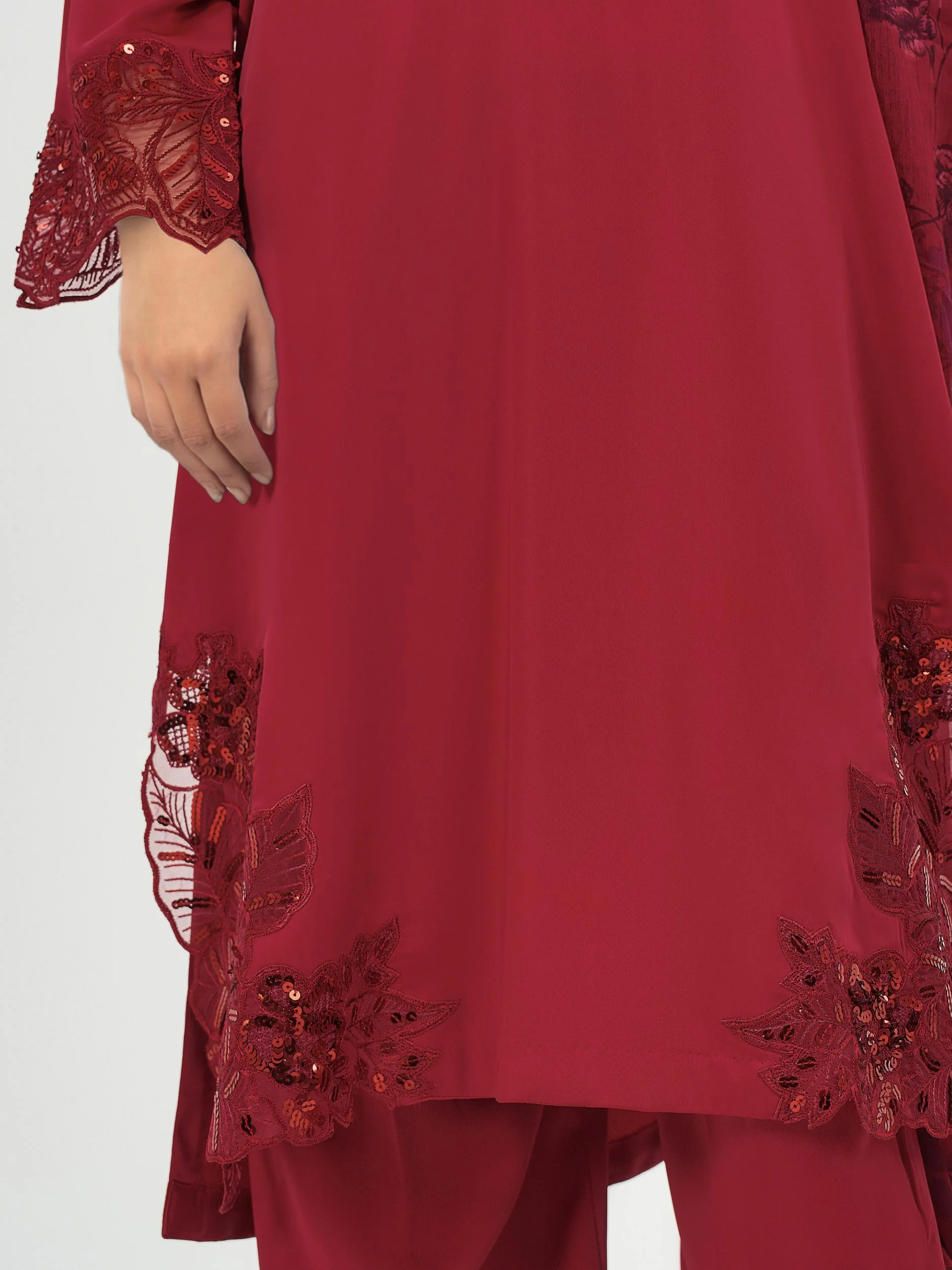 3 Piece Silk Suit- Embroidered (Pret) - Image 4