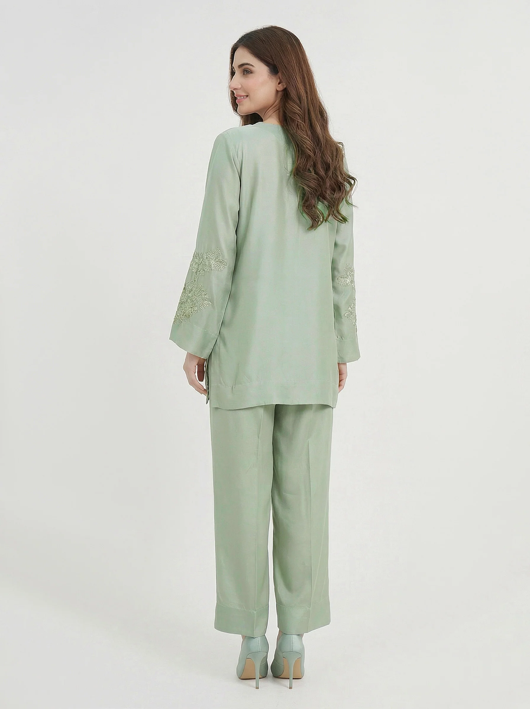Silk Co-ord Set- Embroidered - Image 2