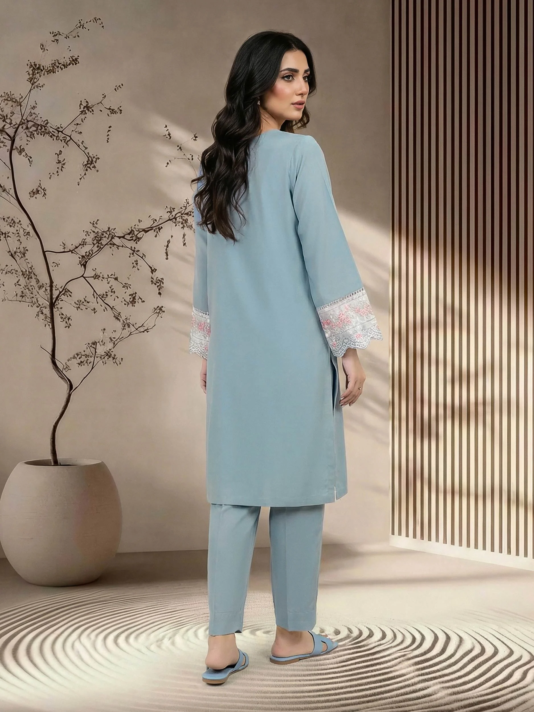 2 Piece Premium Silk Suit- Embroidered (Pret) - Image 3