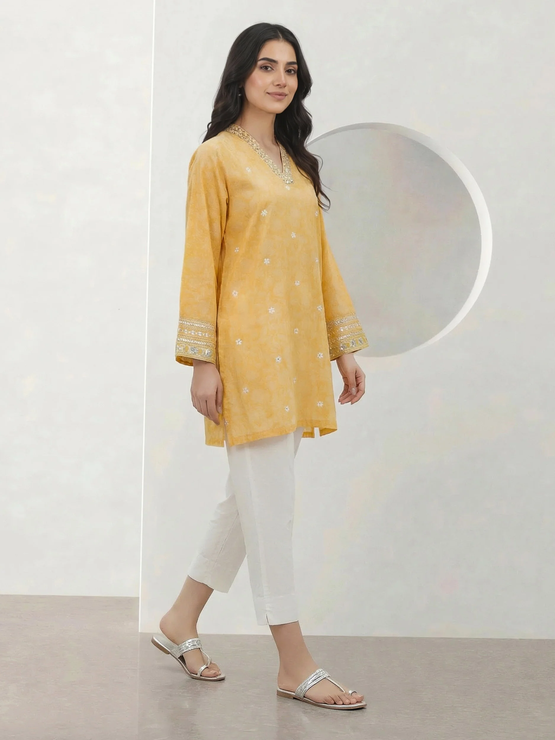 Jacquard Yarn Dyed Kurti- Embroidered (Pret) - Image 3