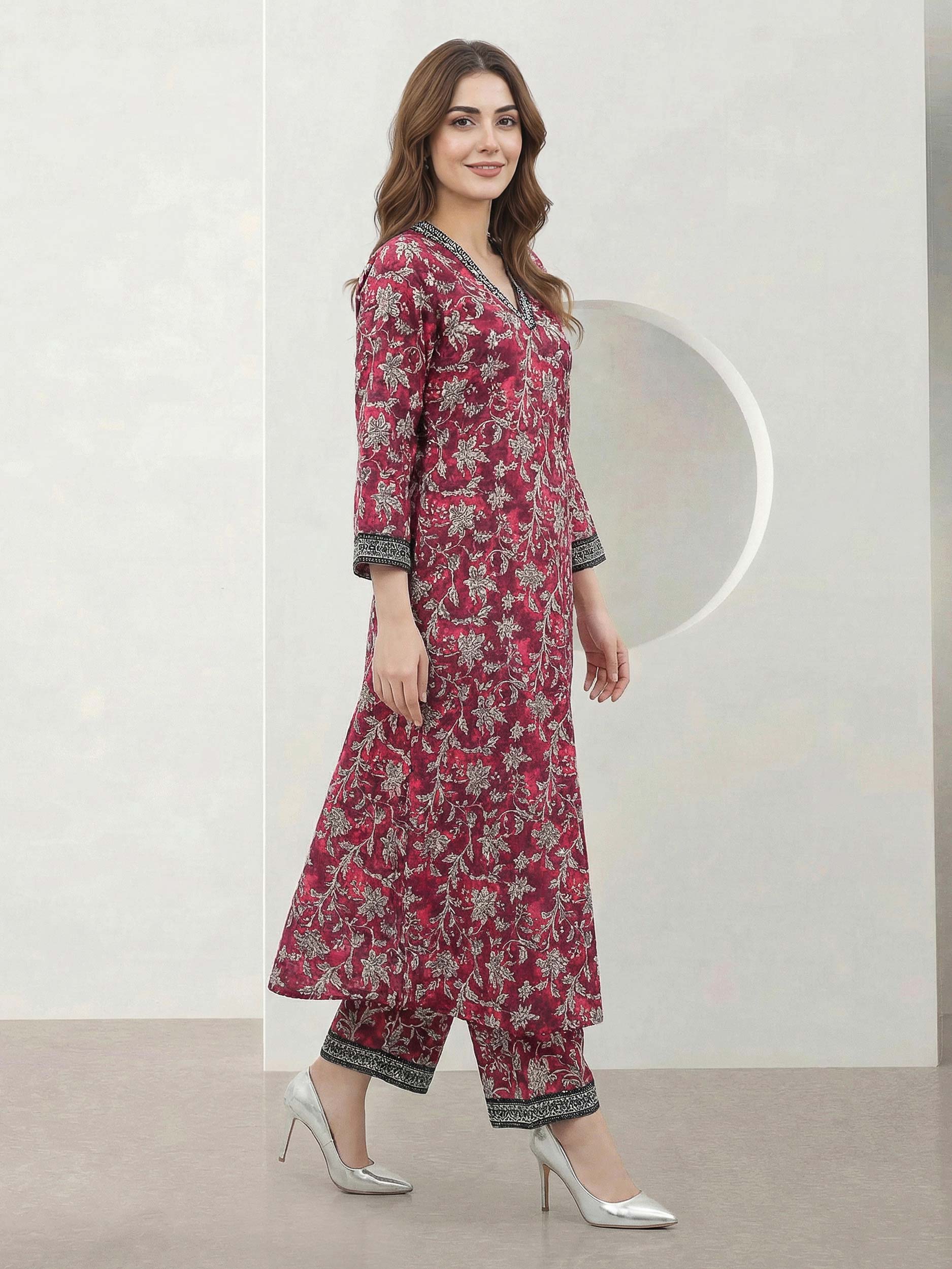 2 Piece Viscose Slub Suit (Pret) - Image 2