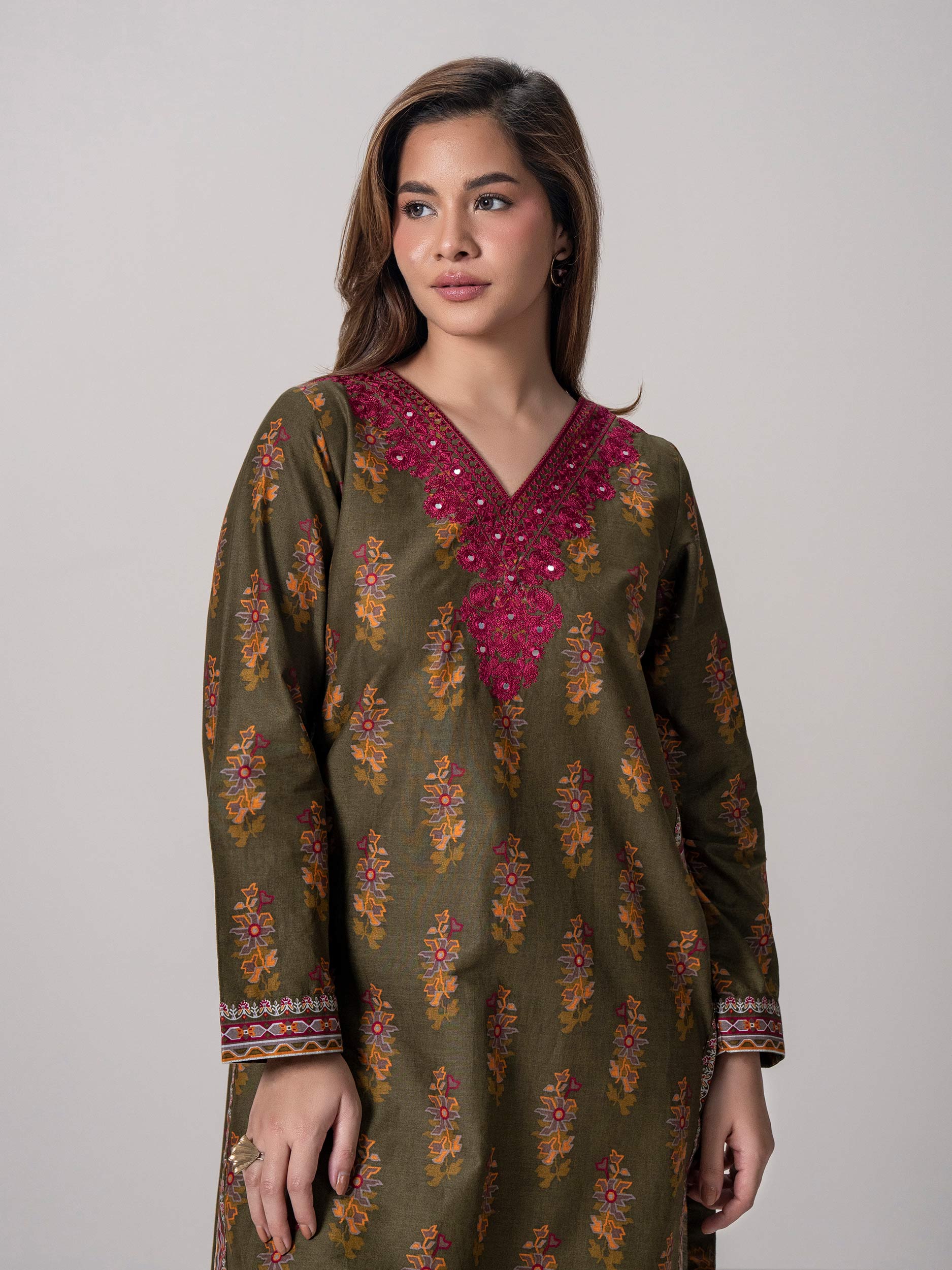 2-Piece Cotton Suit-Embroidered (Pret) - Image 2