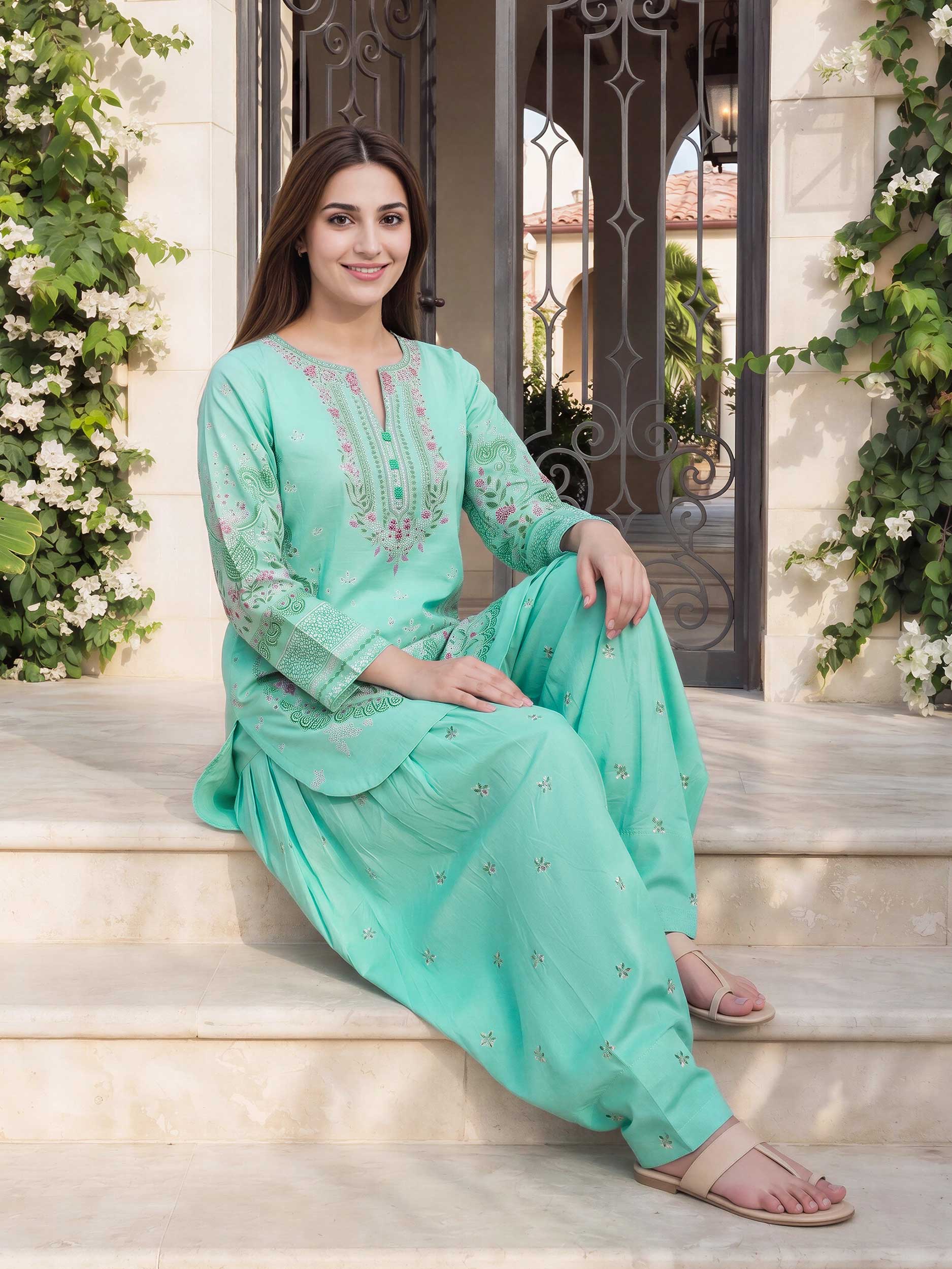 2 Piece Lawn Slub Suit (Pret) - Image 4