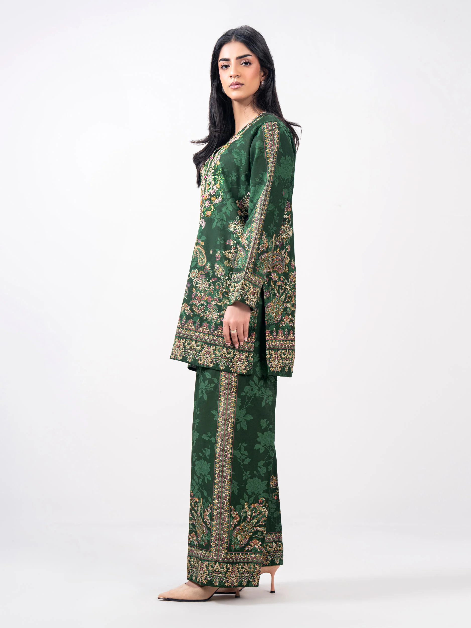 2 Piece Khaddar Suit- Embroidered (Pret) - Image 2