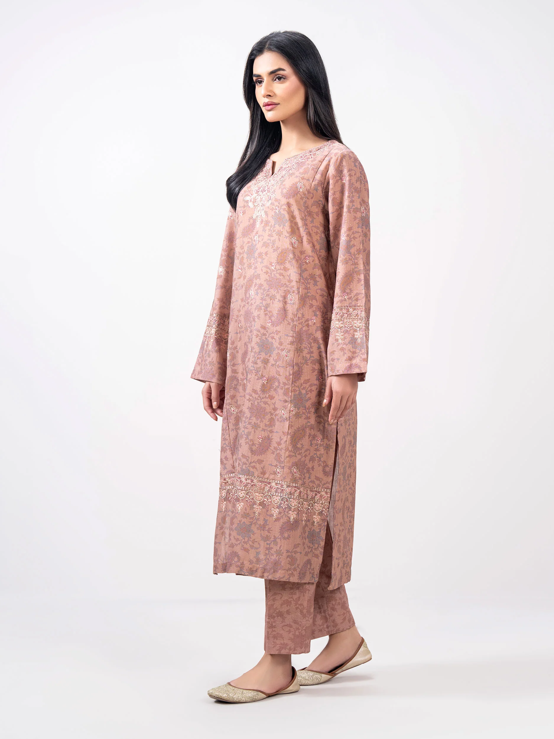 2 Piece Khaddar Suit- Embroidered (Pret) - Image 2