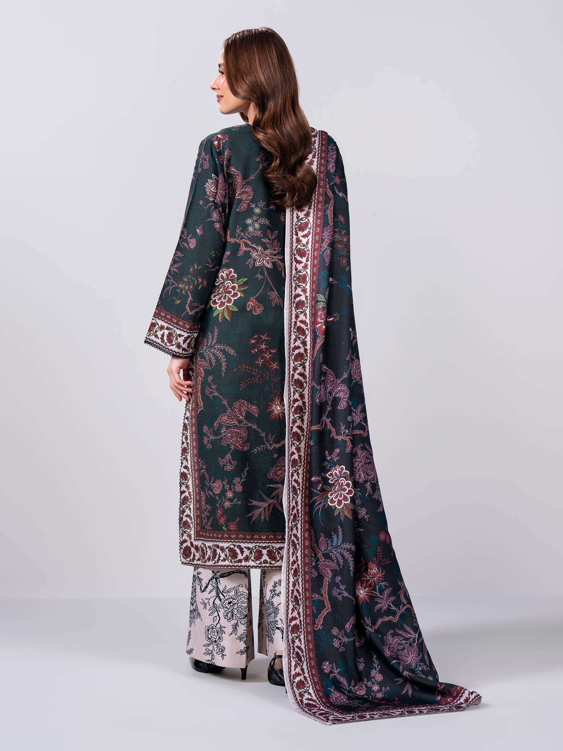3 Piece Slub Khaddar Suit- Embroidered (Pret) - Image 3