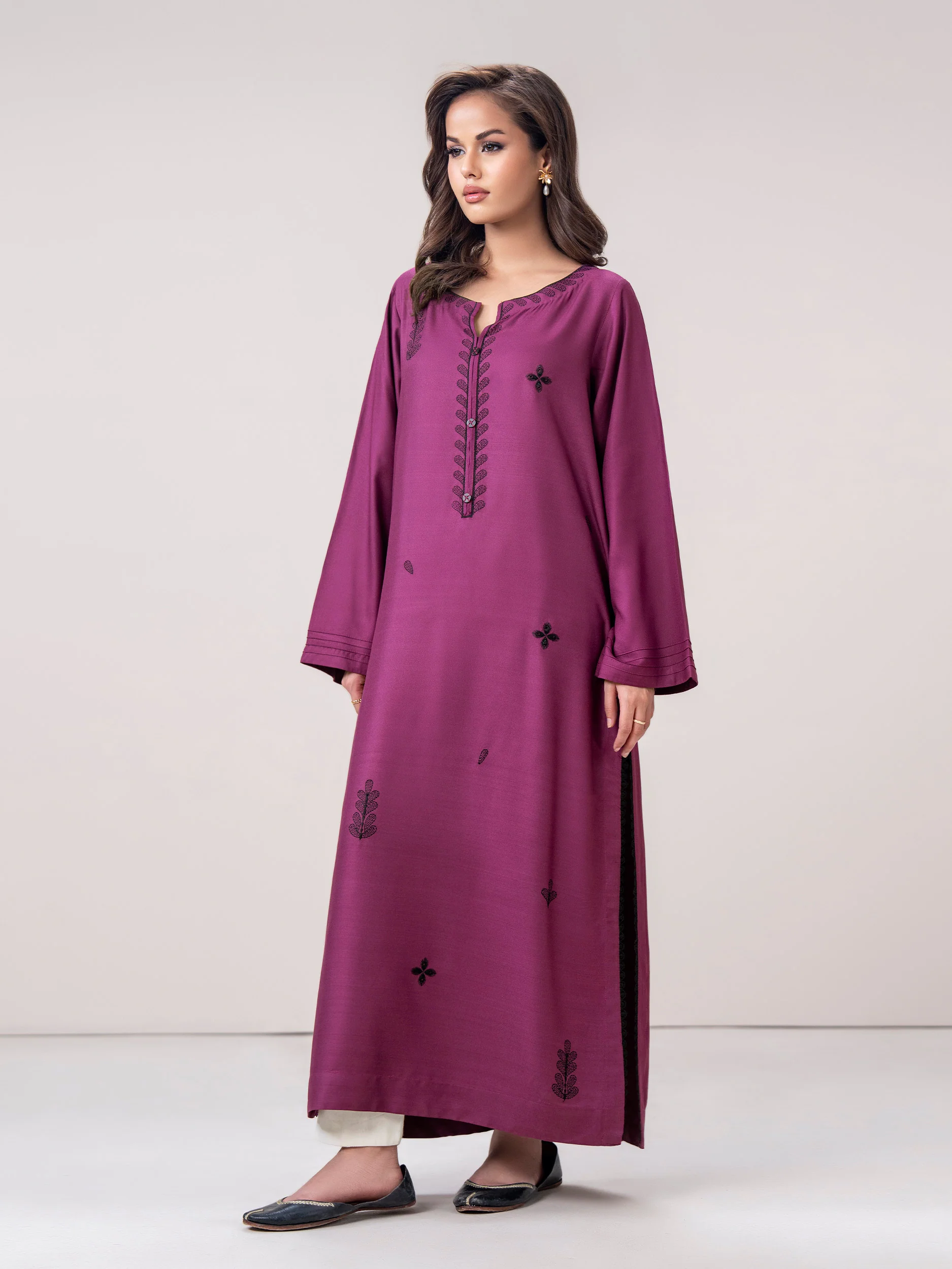 Khaddar Shirt- Embroidered (Pret) - Image 2