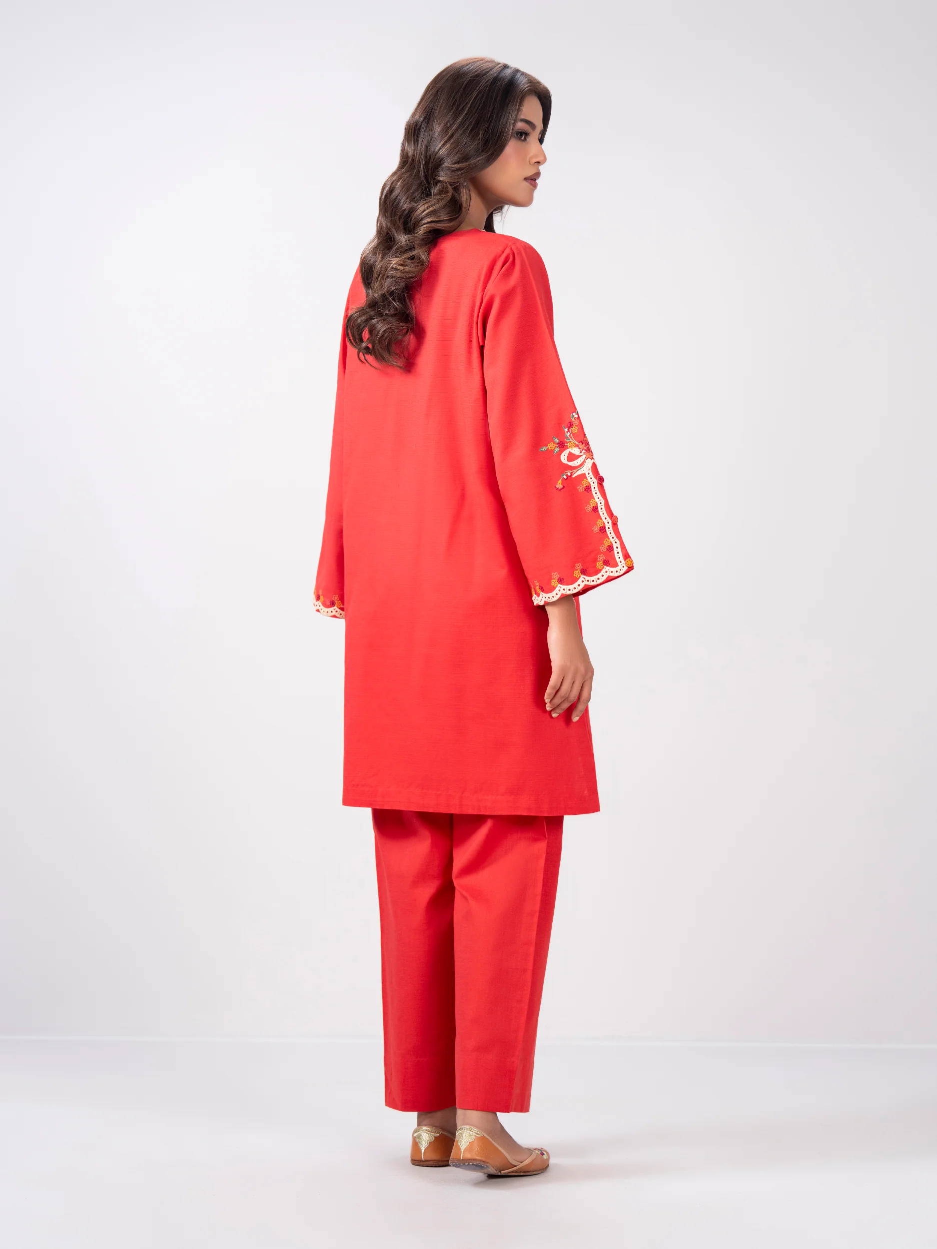 2 Piece Slub Khaddar Suit- Embroidered (Pret) - Image 3