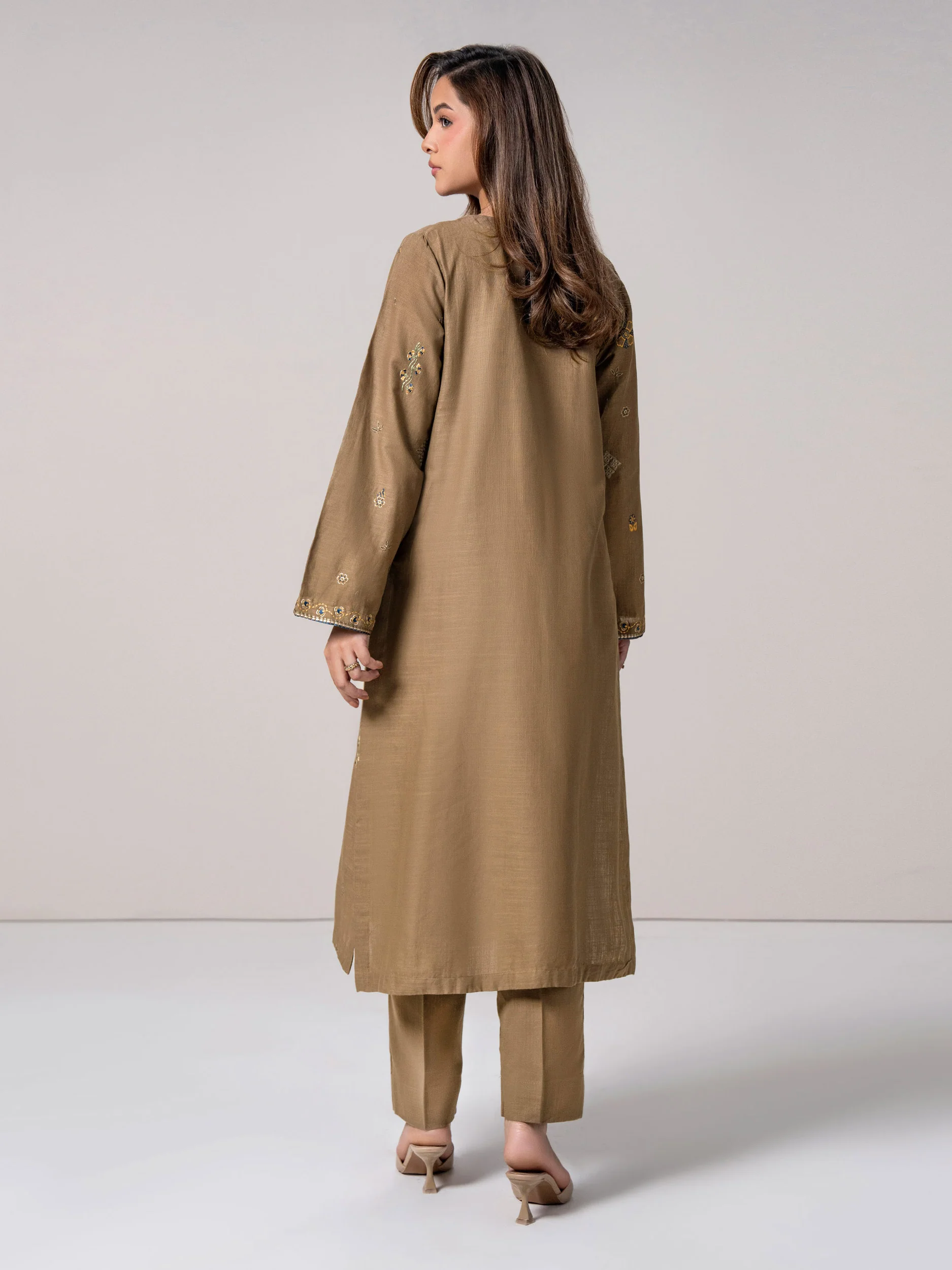 2 Piece Slub Khaddar Suit- Embroidered (Pret) - Image 3
