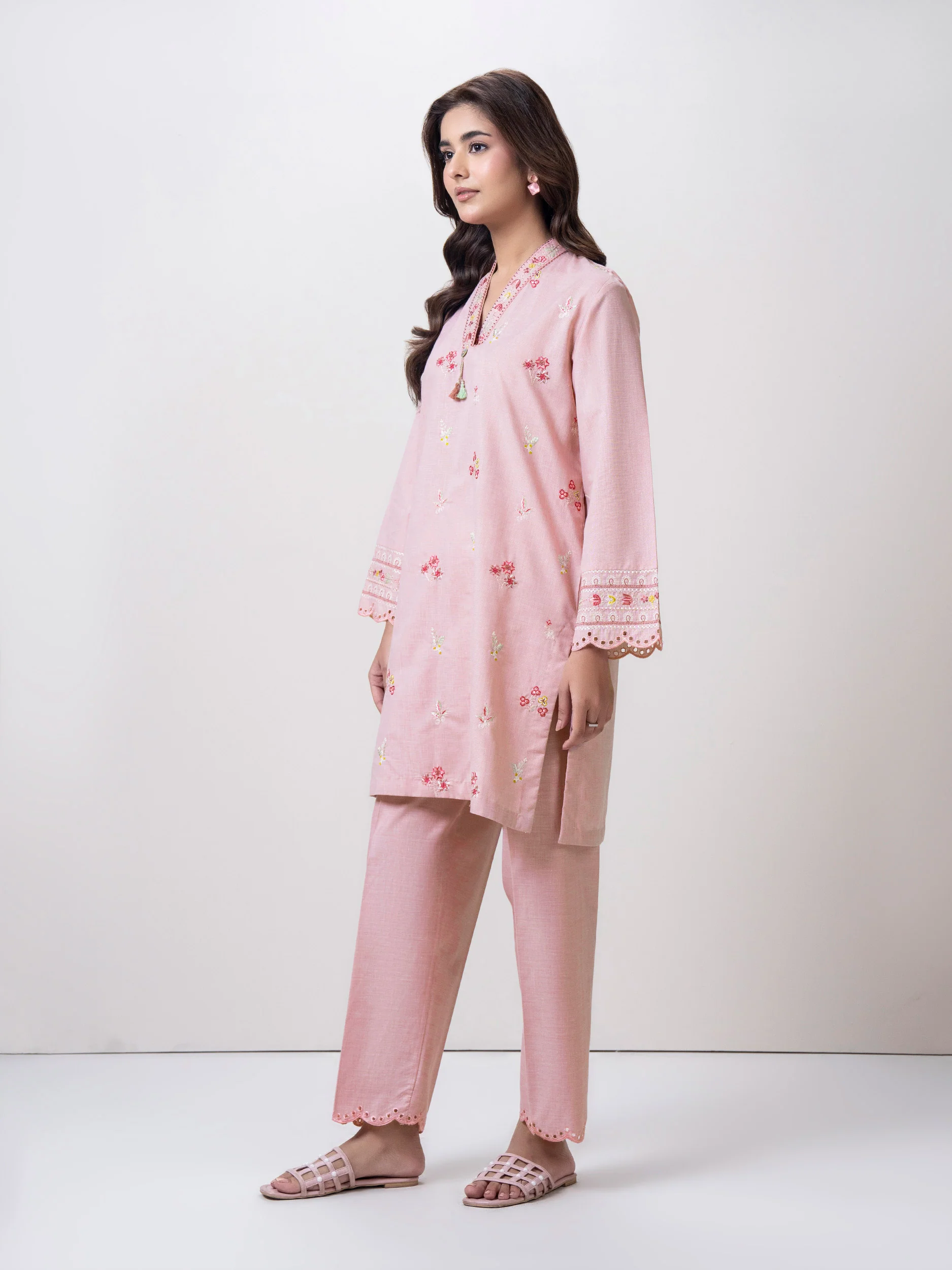 2 Piece Yarn Dyed Suit-Embroidered  (Pret) - Image 2