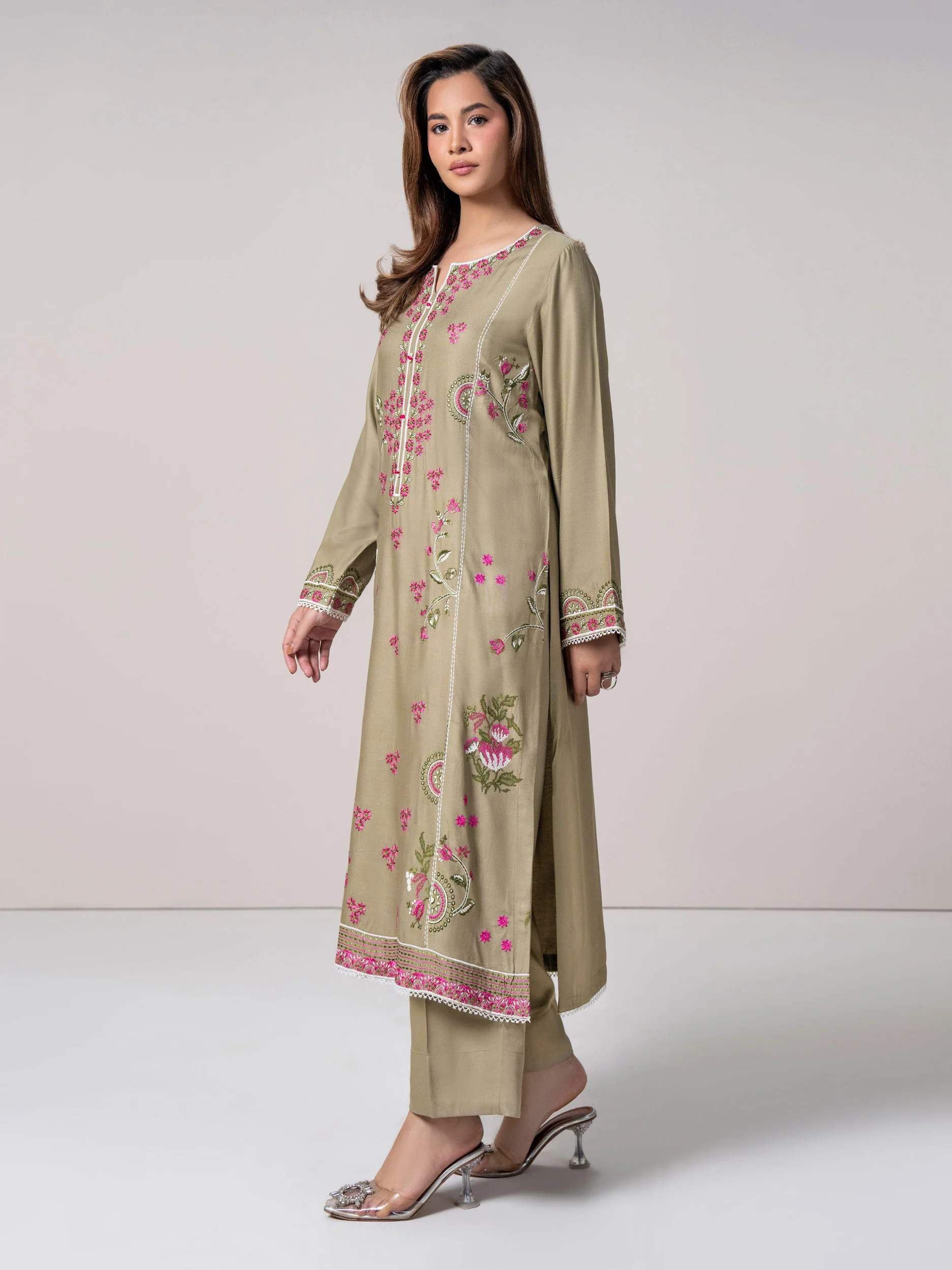 2 Piece Crepe Suit- Embroidered (Pret) - Image 3