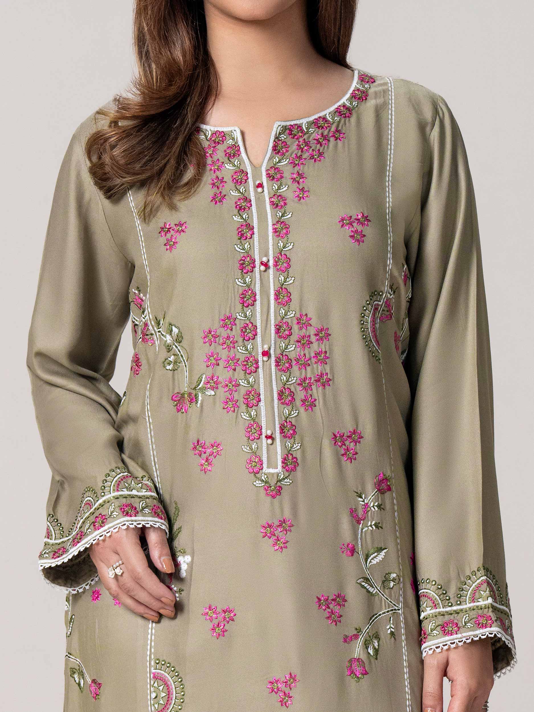 2 Piece Crepe Suit- Embroidered (Pret) - Image 6