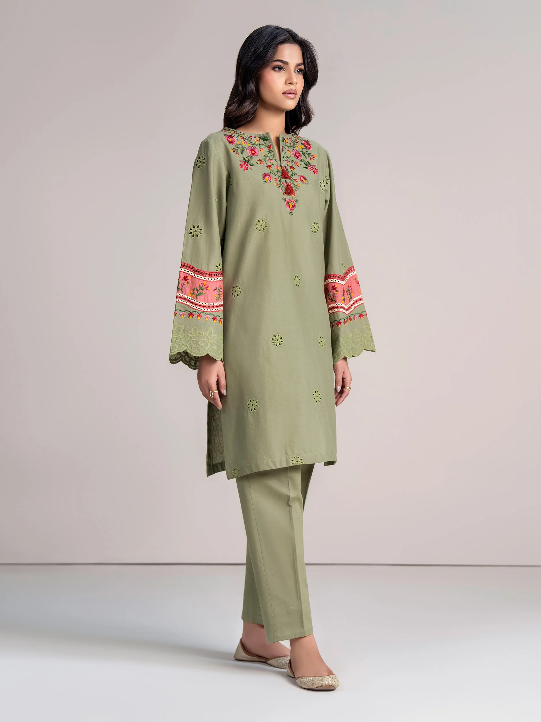 2 Piece Khaddar Suit- Embroidered Pret - Image 2