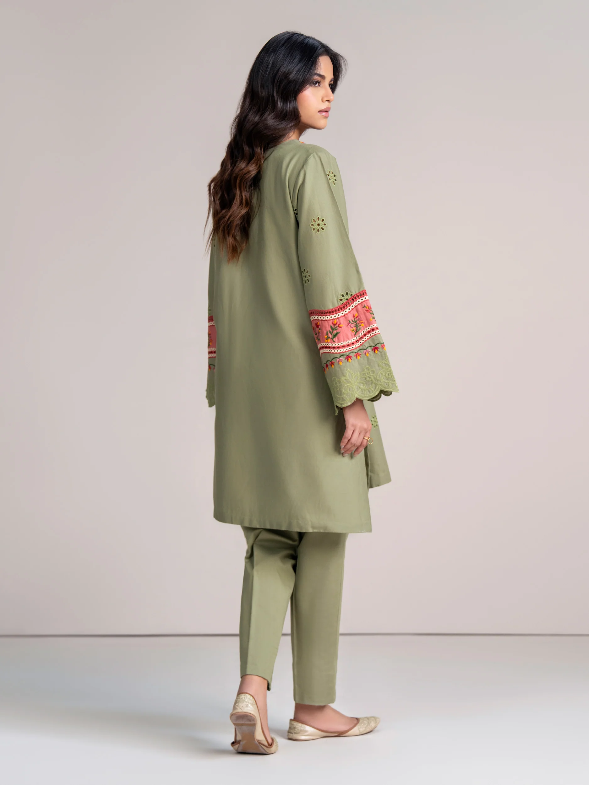 2 Piece Khaddar Suit- Embroidered Pret - Image 3
