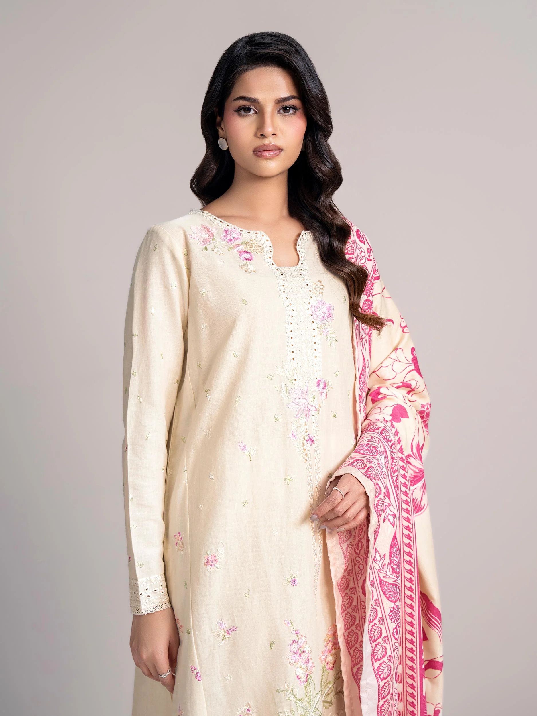 2-Piece Khaddar Suit- Embroidered (Pret) - Image 4
