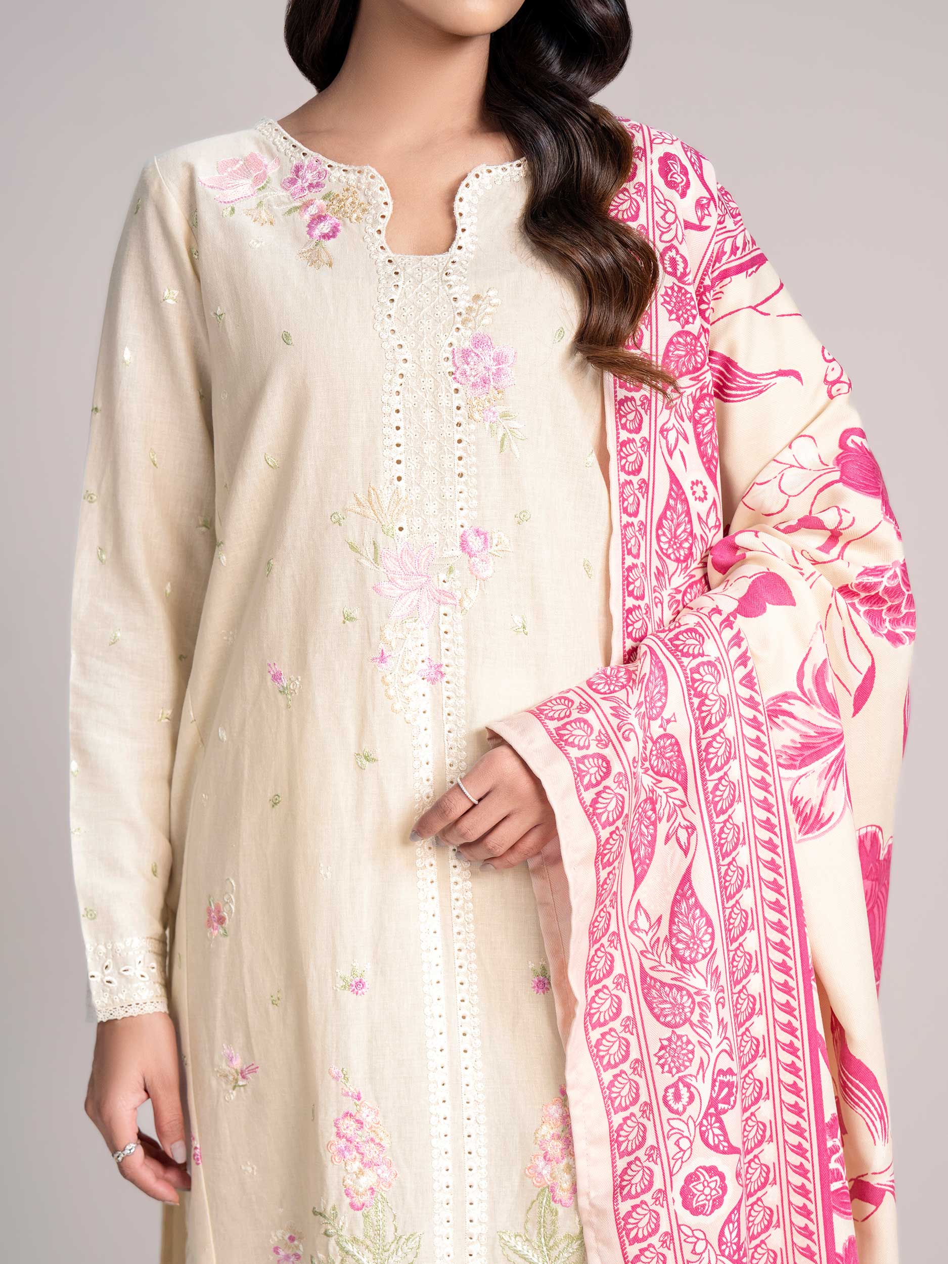 2-Piece Khaddar Suit- Embroidered (Pret) - Image 7
