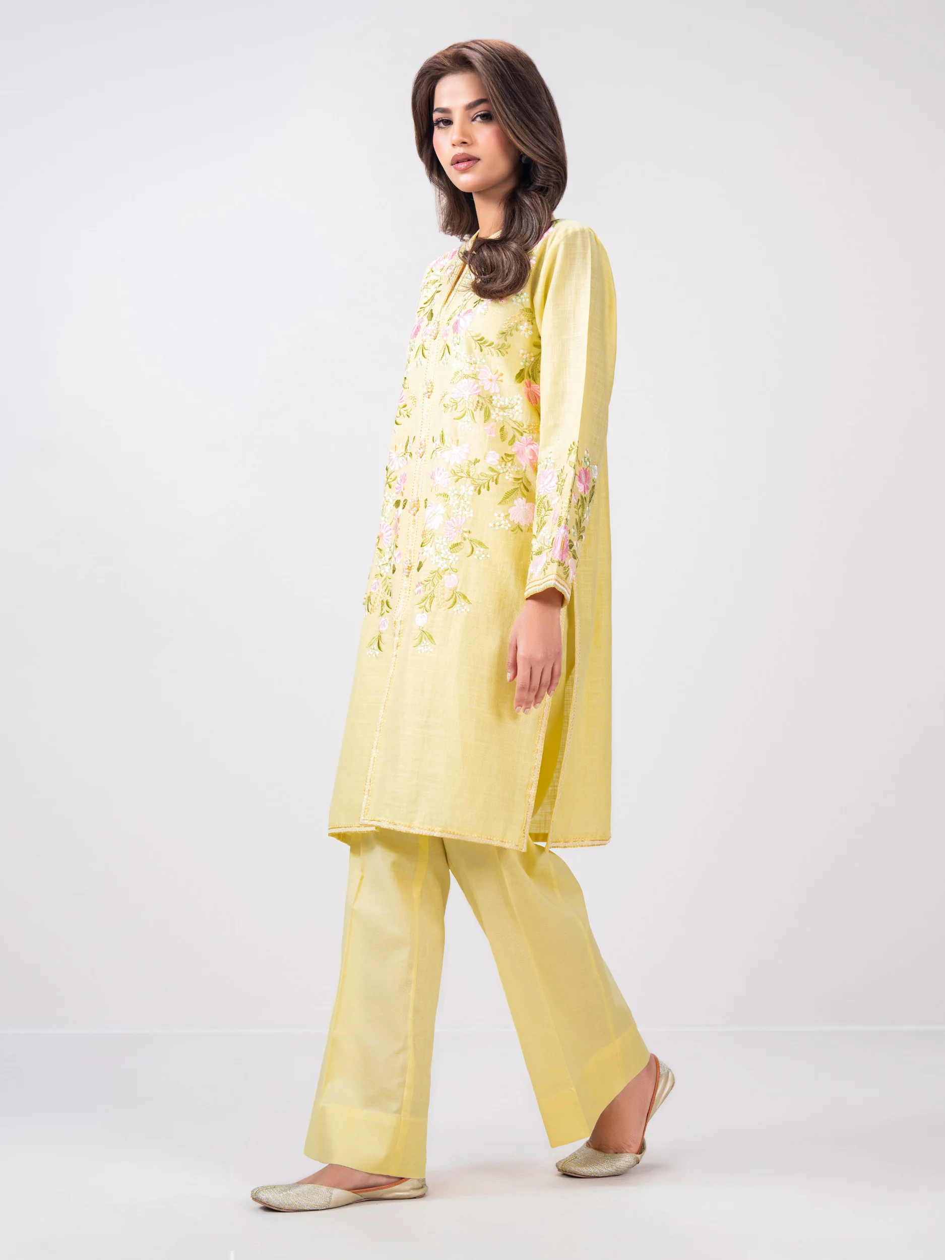 2 Piece Slub Khaddar Suit- Embroidered (Pret) - Image 2