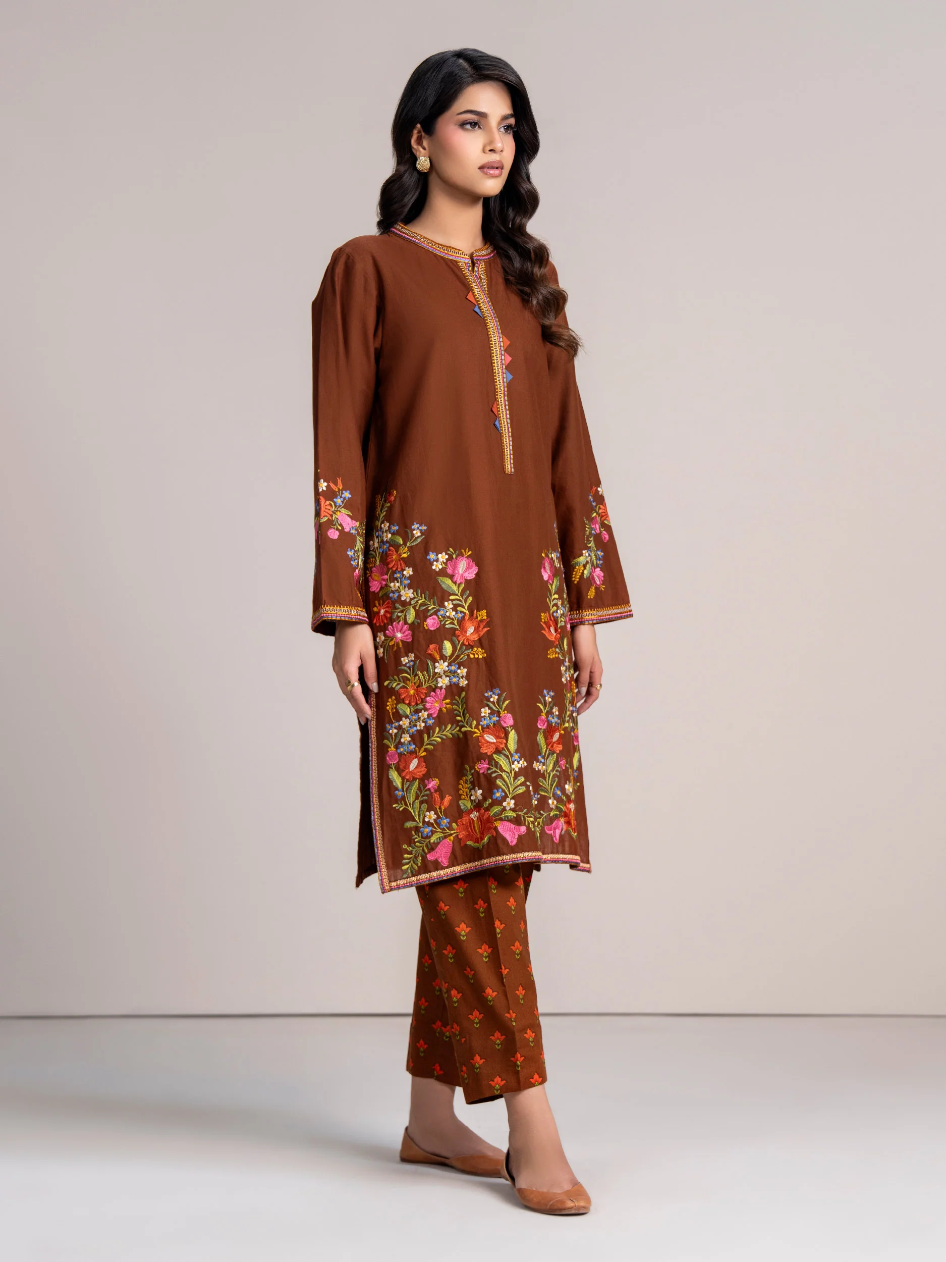 2-Piece Khaddar Suit-Embroidered (Pret) - Image 2