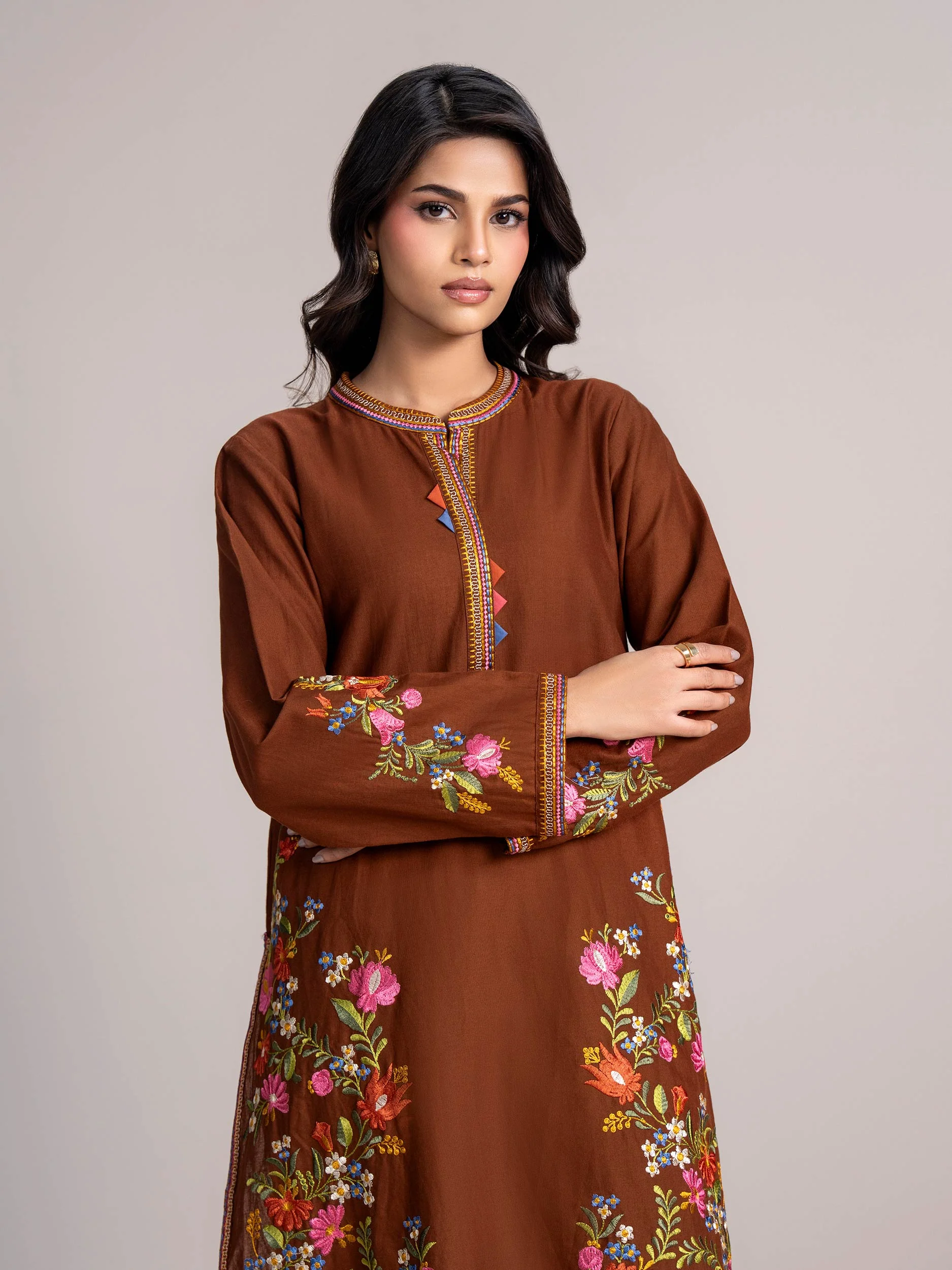 2-Piece Khaddar Suit-Embroidered (Pret) - Image 5