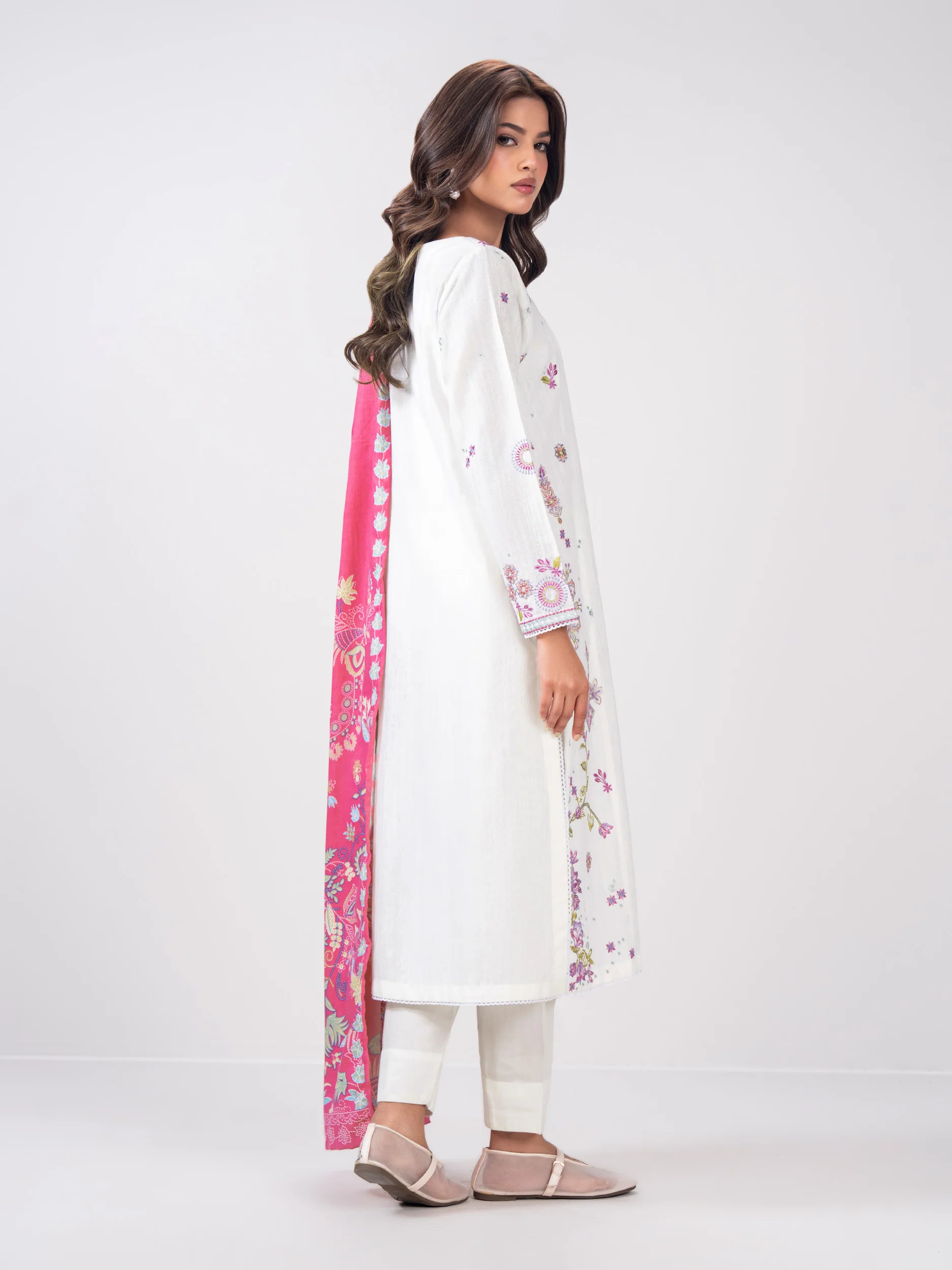 2 Piece Slub Khaddar Suit- Embroidered (Pret) - Image 3