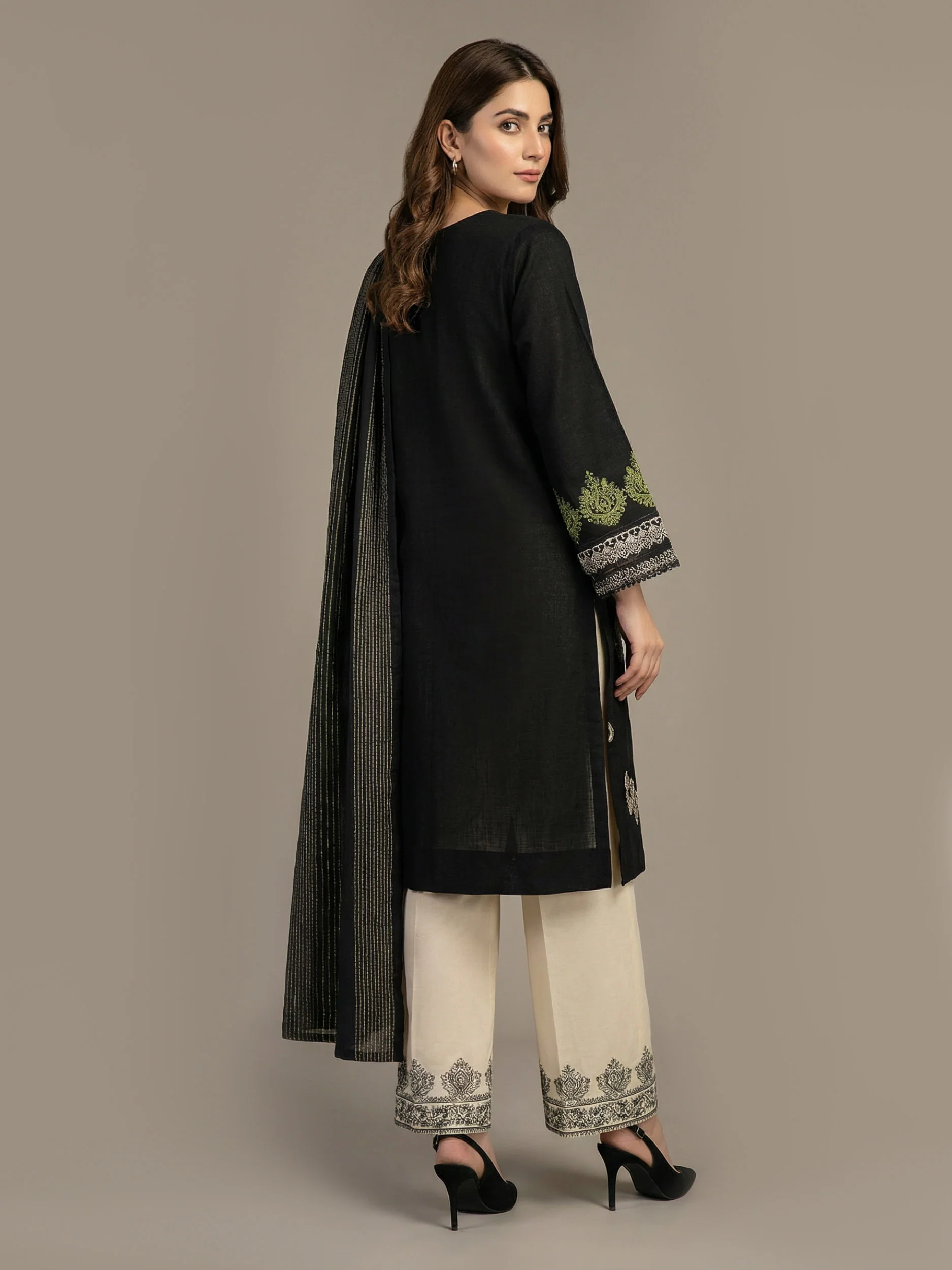 3 Piece Slub Khaddar- Embroidered (Pret) - Image 2