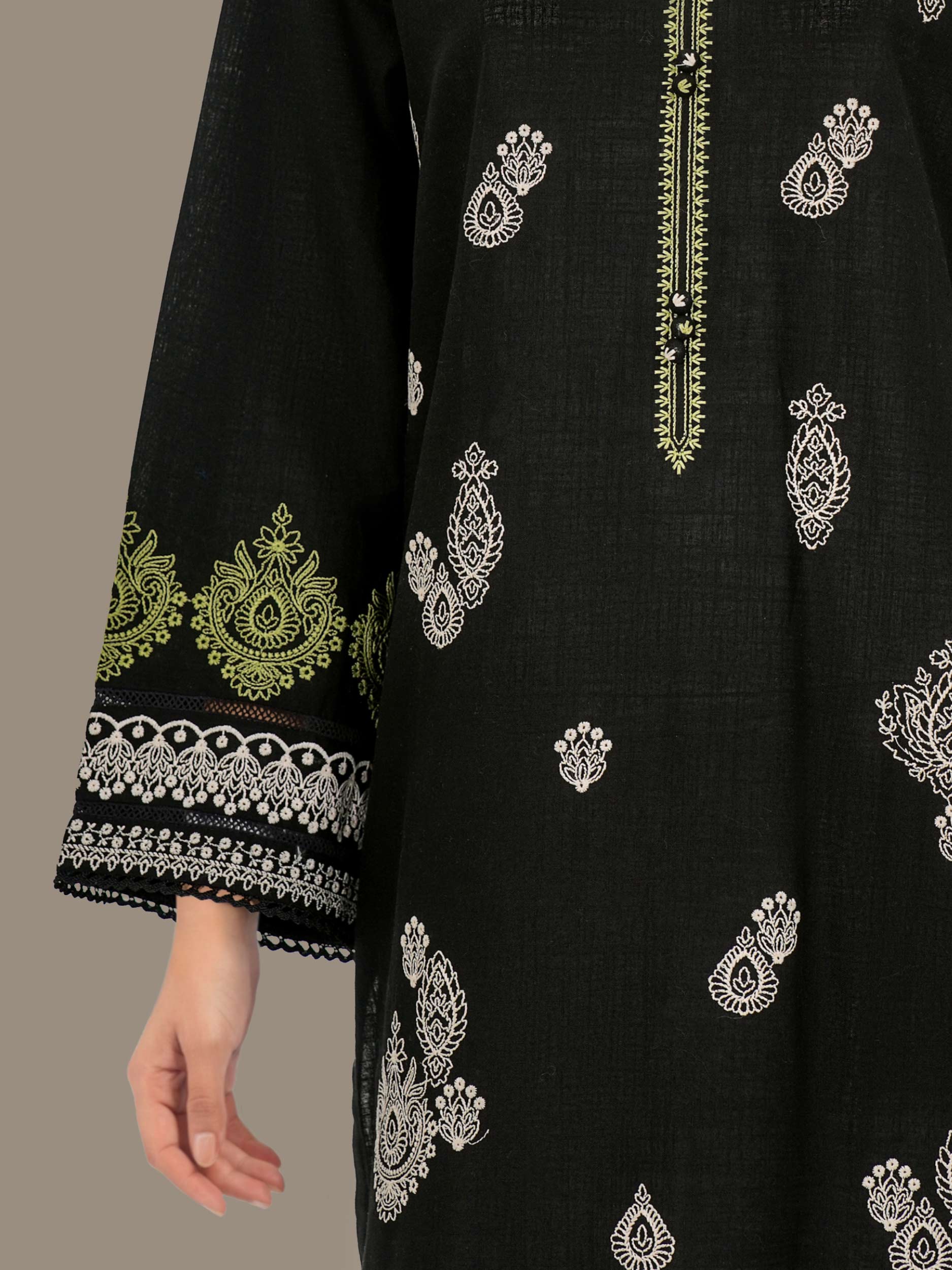 3 Piece Slub Khaddar- Embroidered (Pret) - Image 4