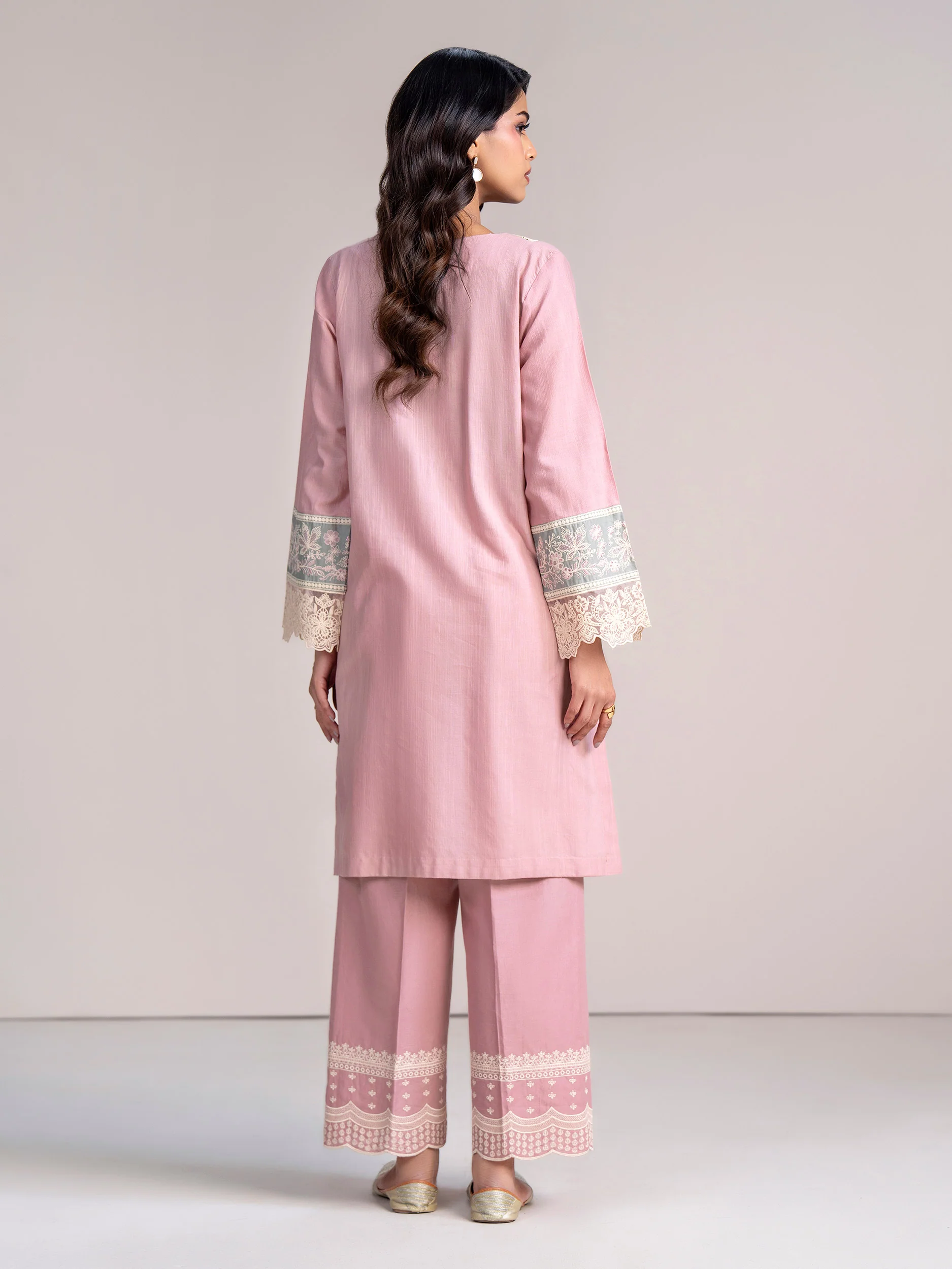 2 Piece Slub Khaddar Suit- Embroidered (Pret) - Image 4