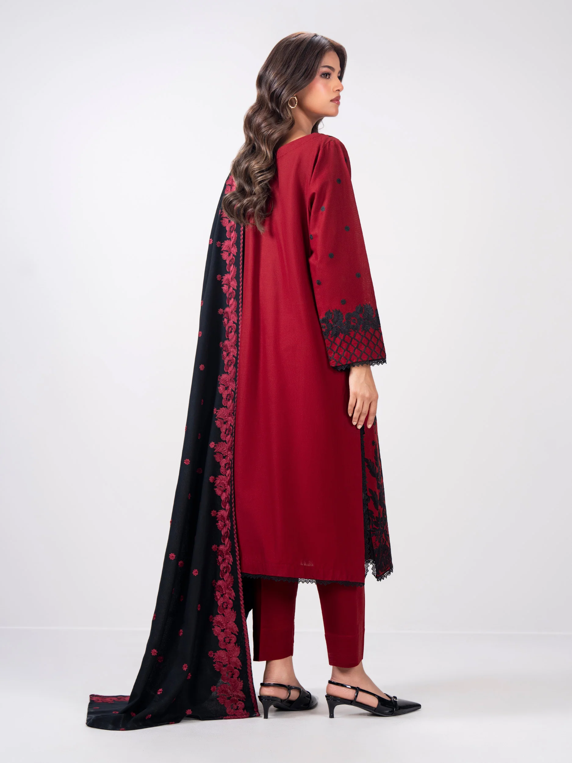 3 Piece Khaddar Suit- Embroidered (Pret) - Image 3