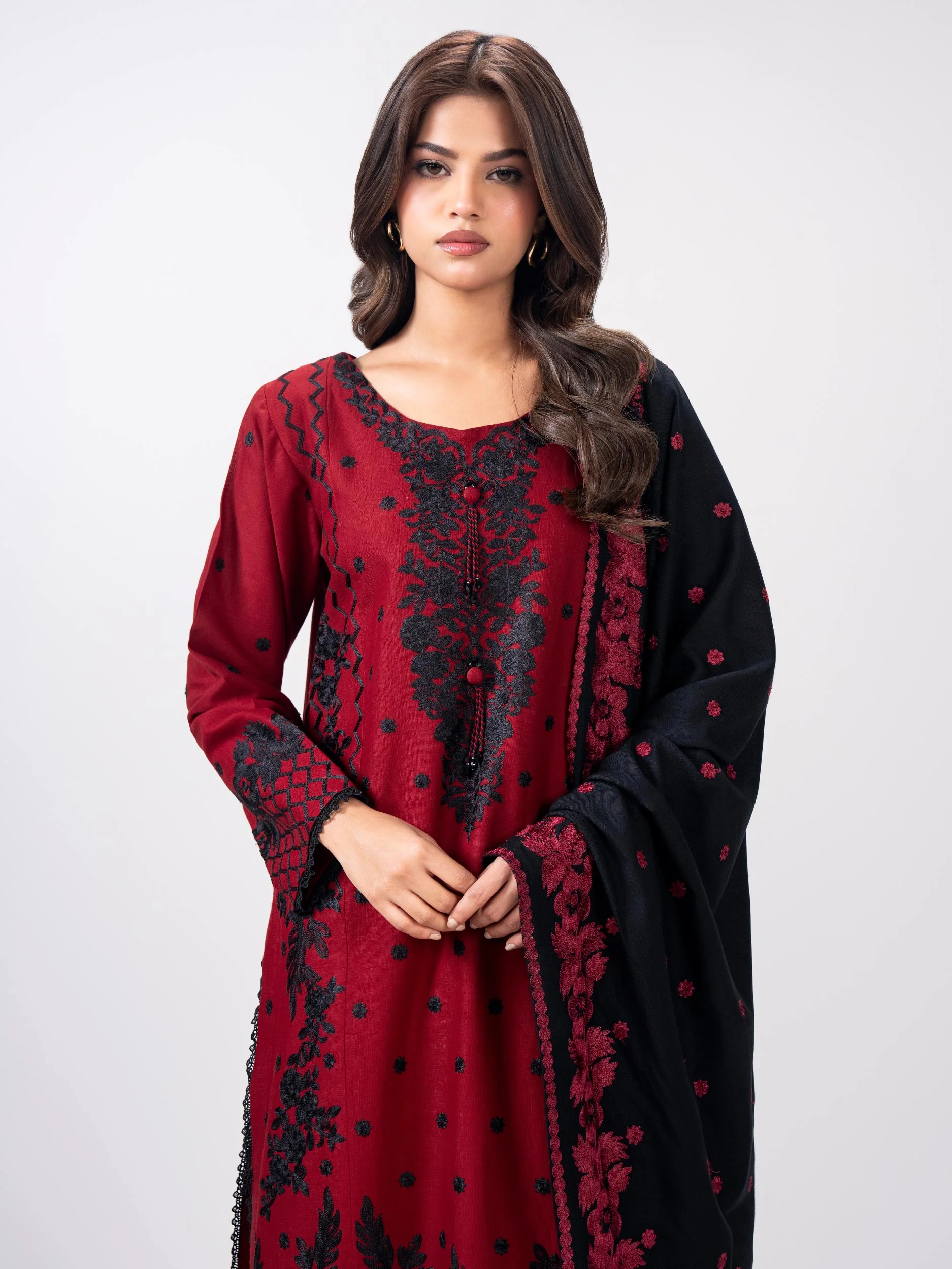 3 Piece Khaddar Suit- Embroidered (Pret) - Image 4