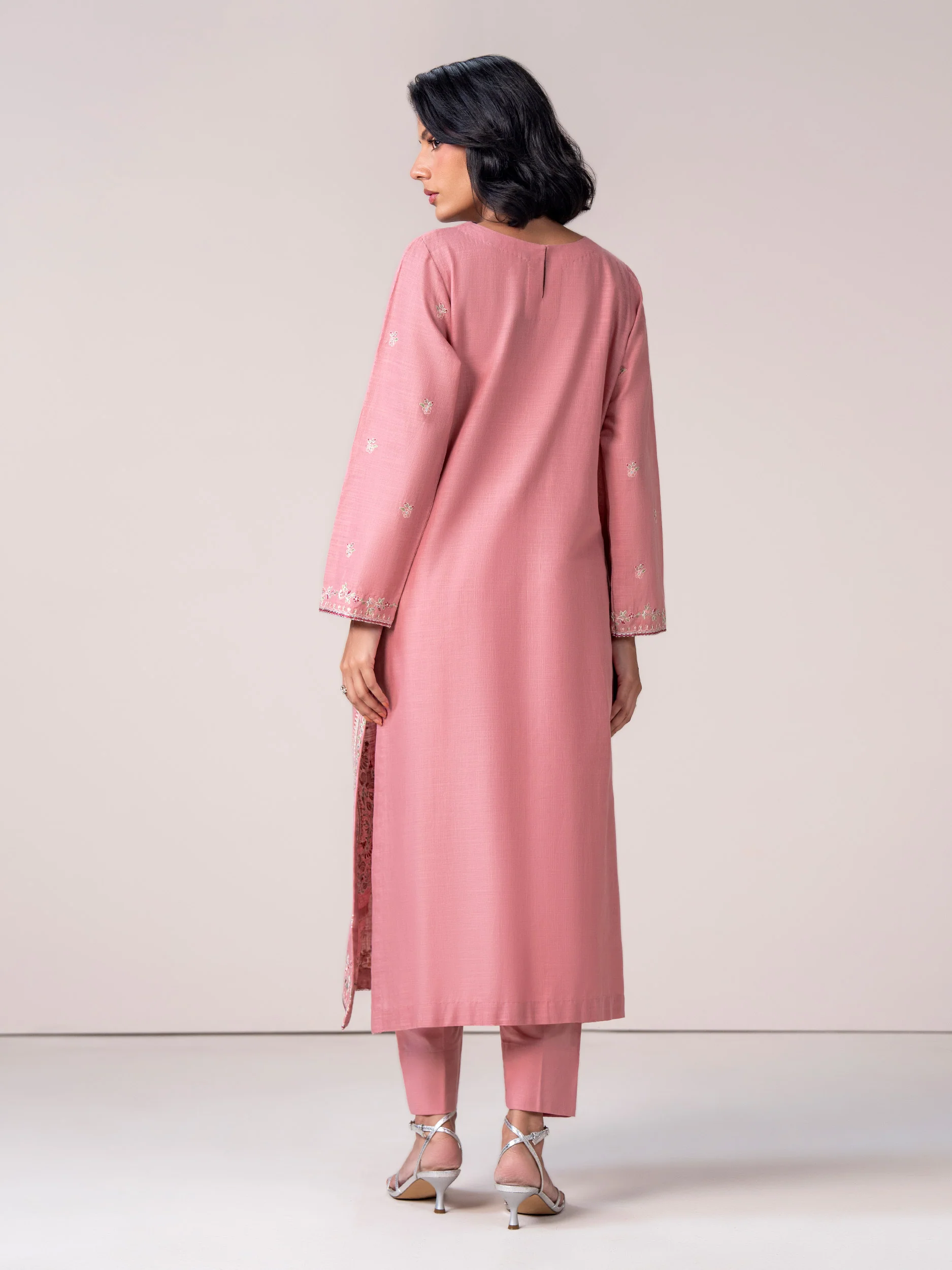 2 Piece Slub Khaddar Suit- Embroidered (Pret) - Image 3