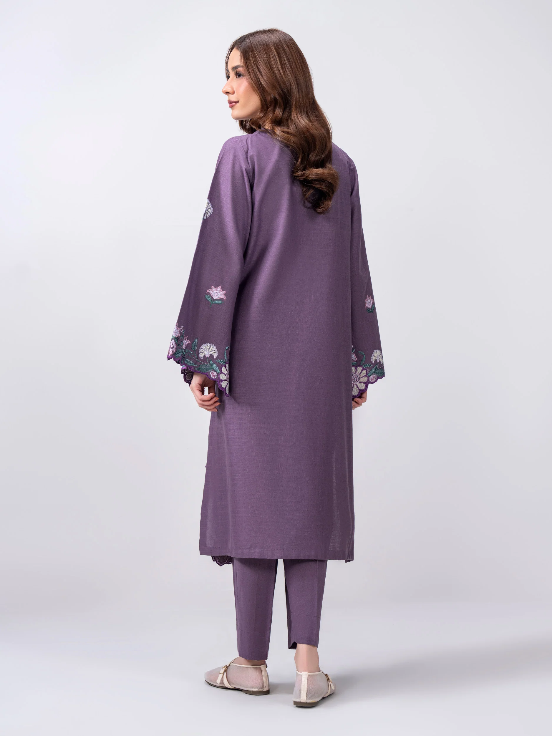 2 Piece Slub Khaddar Suit- Embroidered (Pret) - Image 3